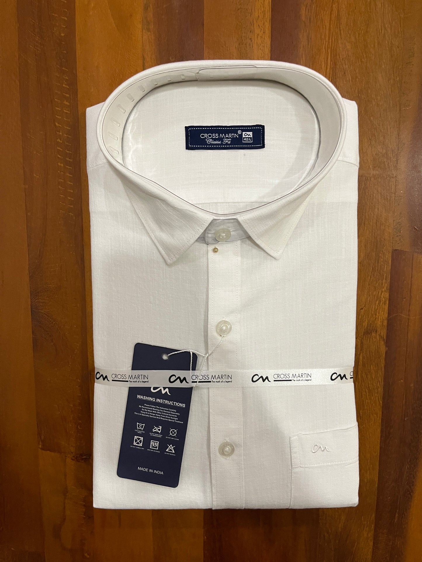 Pure Cotton White Solid Shirt (42 FS)