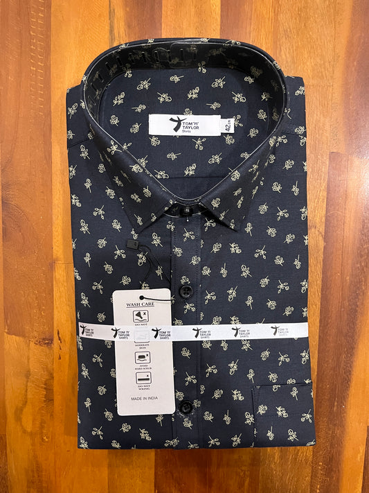 Pure Cotton Black Printed Shirt (42 FS)