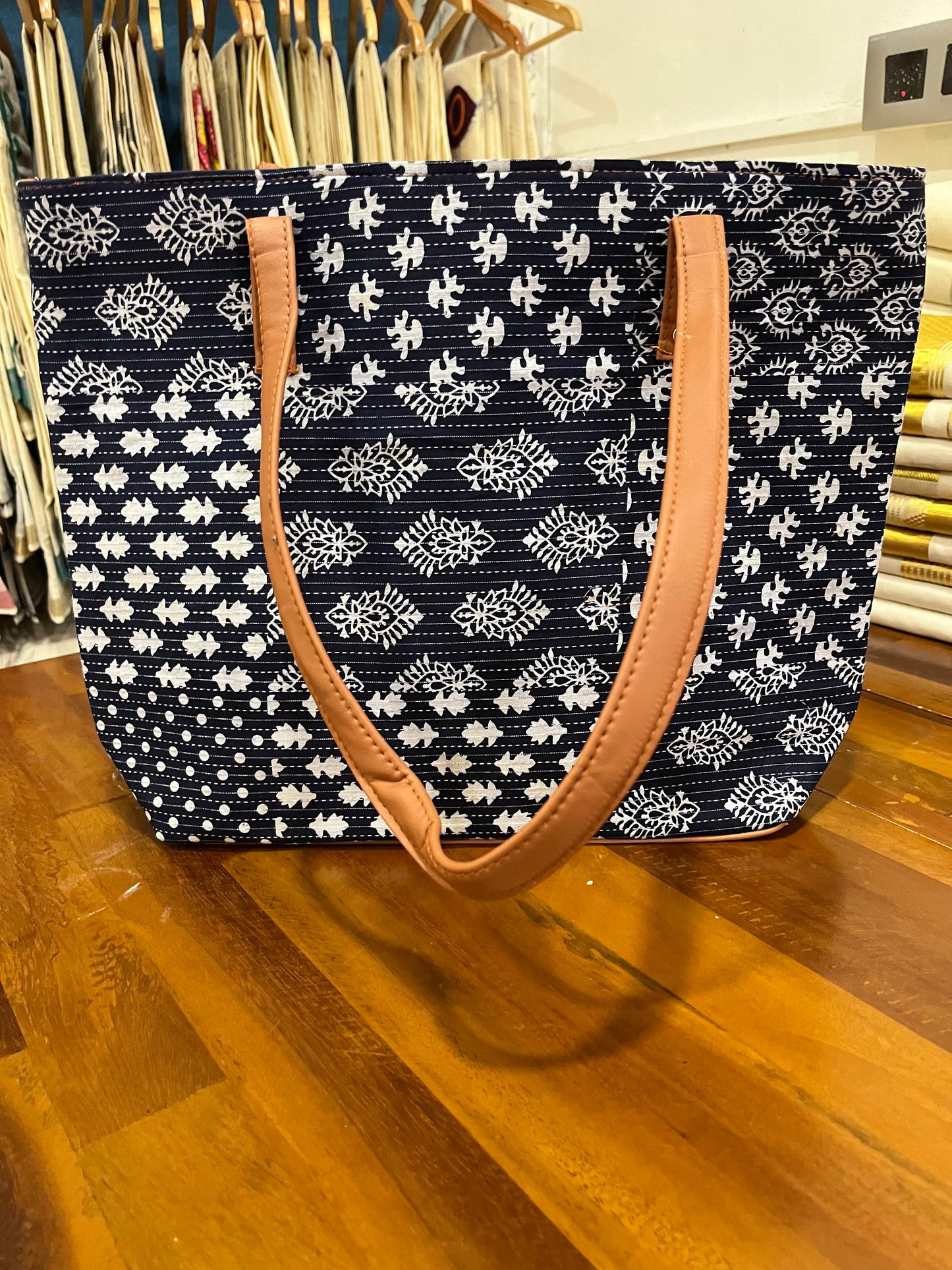 Southloom™ Handmade Printed Design Blue Sling Bag with Leatherette