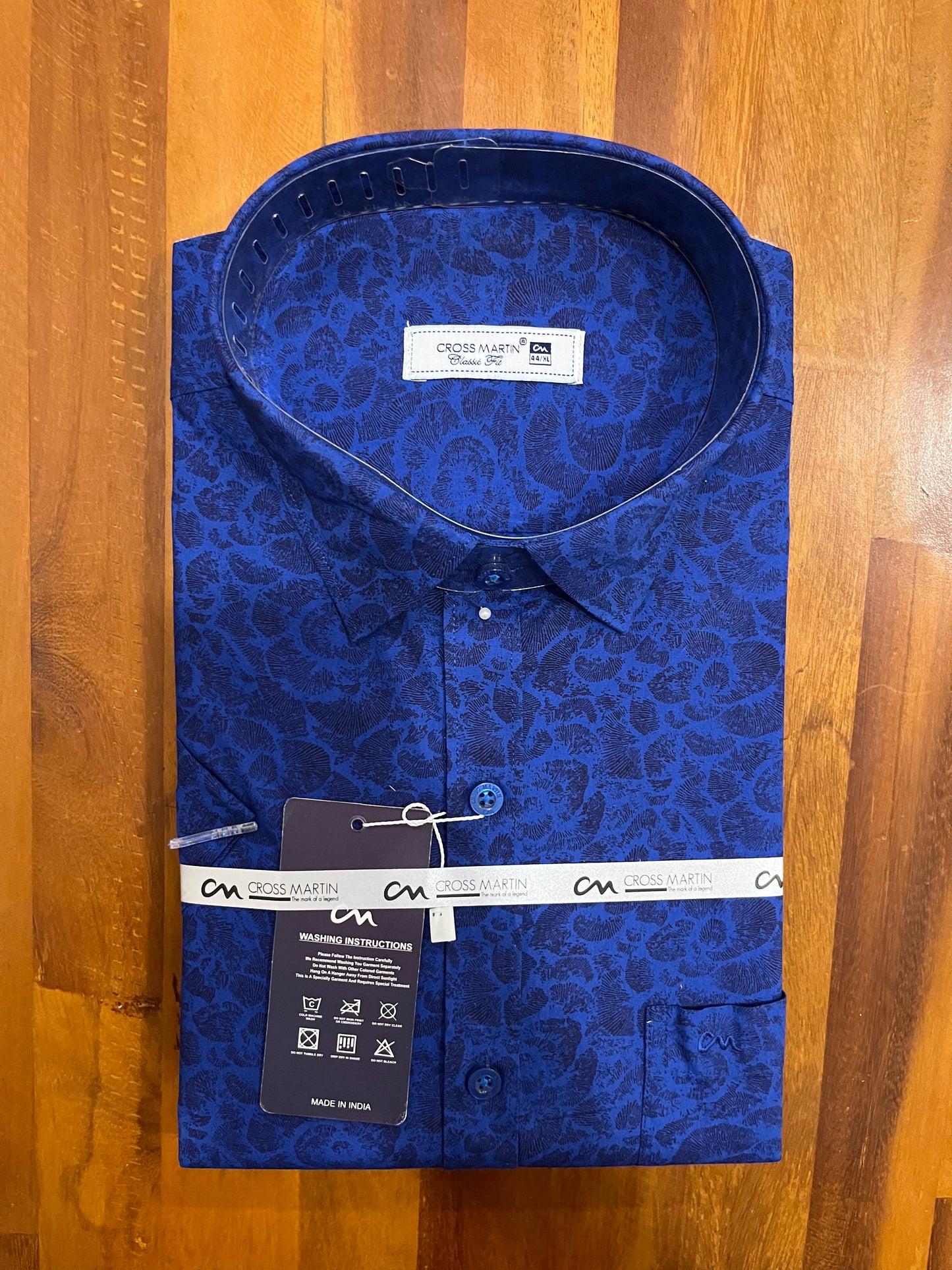 Pure Cotton Blue Printed Shirt (44 HS)