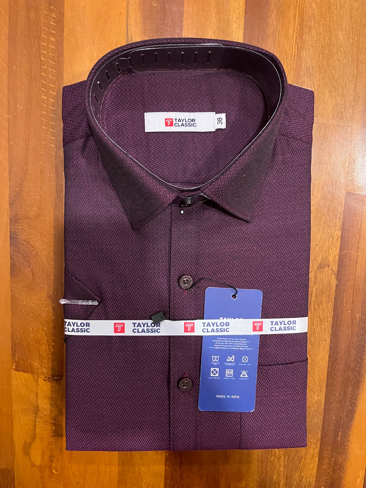 Pure Cotton Purple With Sewing Patterns Shirt (38 HS)