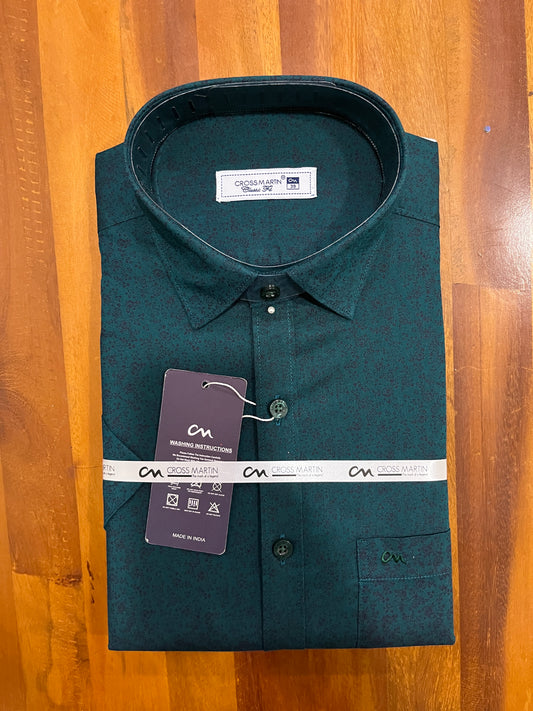Pure Cotton Green Printed Shirt (38 HS)