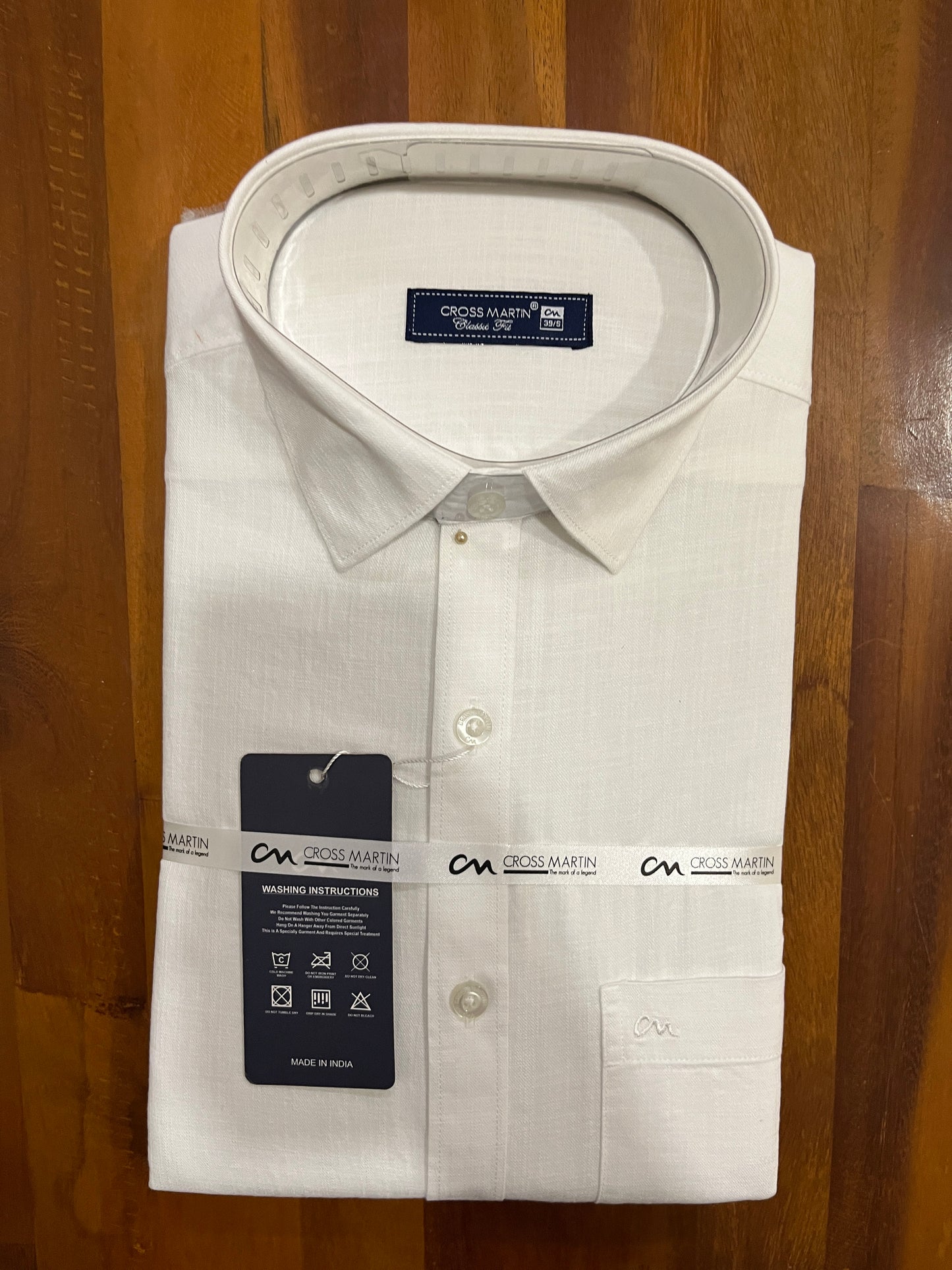 Pure Cotton White Solid Shirt (38 FS)