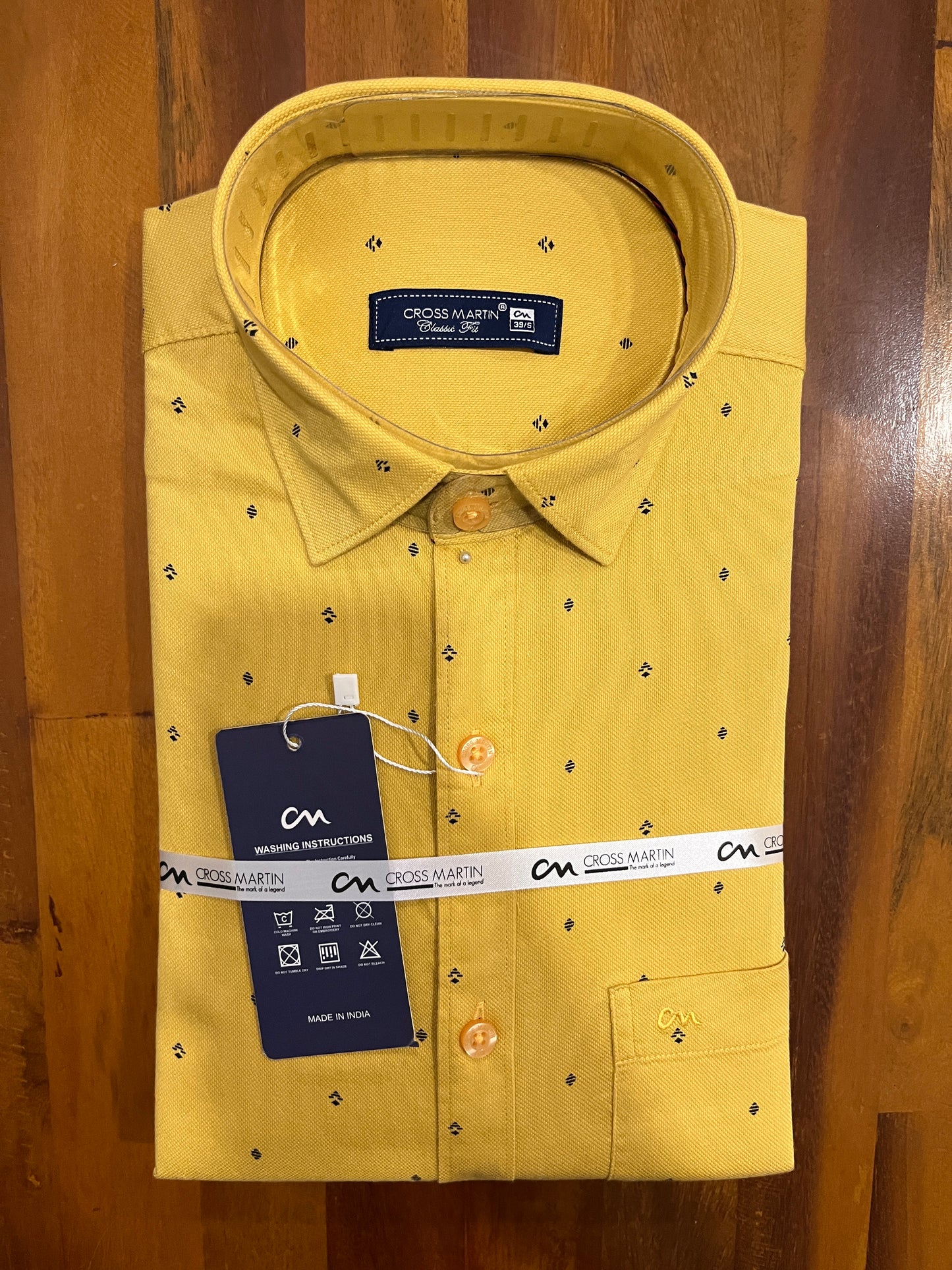 Pure Cotton Yellow Printed Shirt (38 FS)