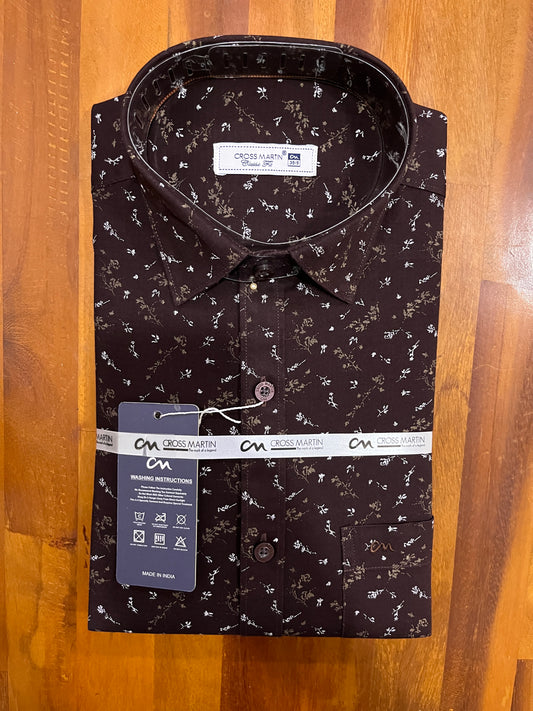 Pure Cotton Brown Printed Shirt (38 FS)