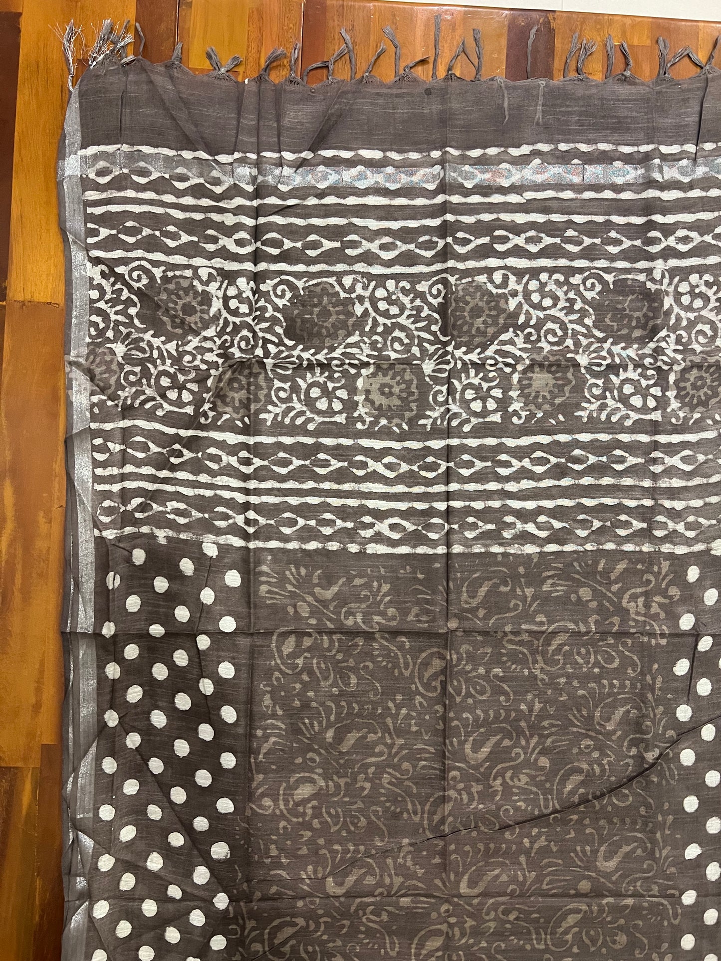Southloom™ Cotton Churidar Salwar Suit Material in Brown with Prints