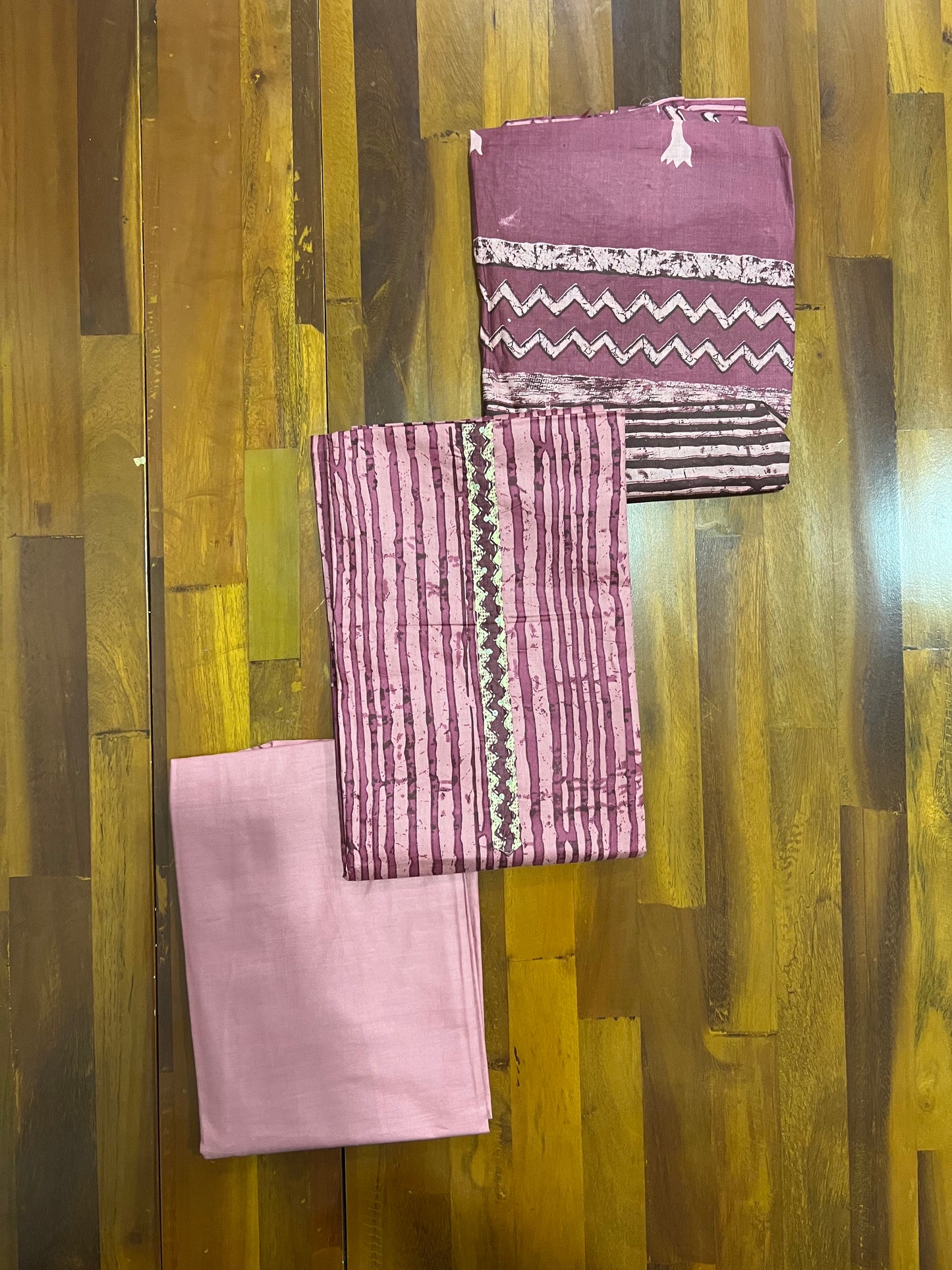 Southloom™ Cotton Churidar Salwar Suit Material in Magenta with Printed Stripes Design