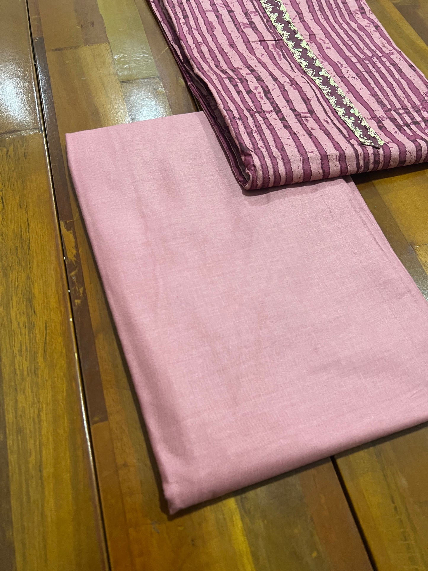 Southloom™ Cotton Churidar Salwar Suit Material in Magenta with Printed Stripes Design