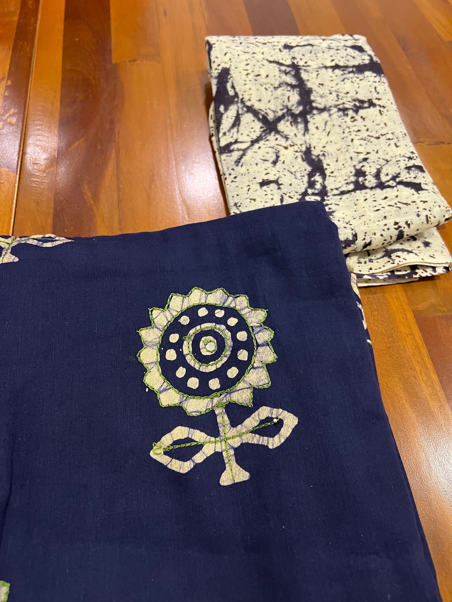 Southloom™ Cotton Churidar Salwar Suit Material in Navy Blue with Floral Printed Design