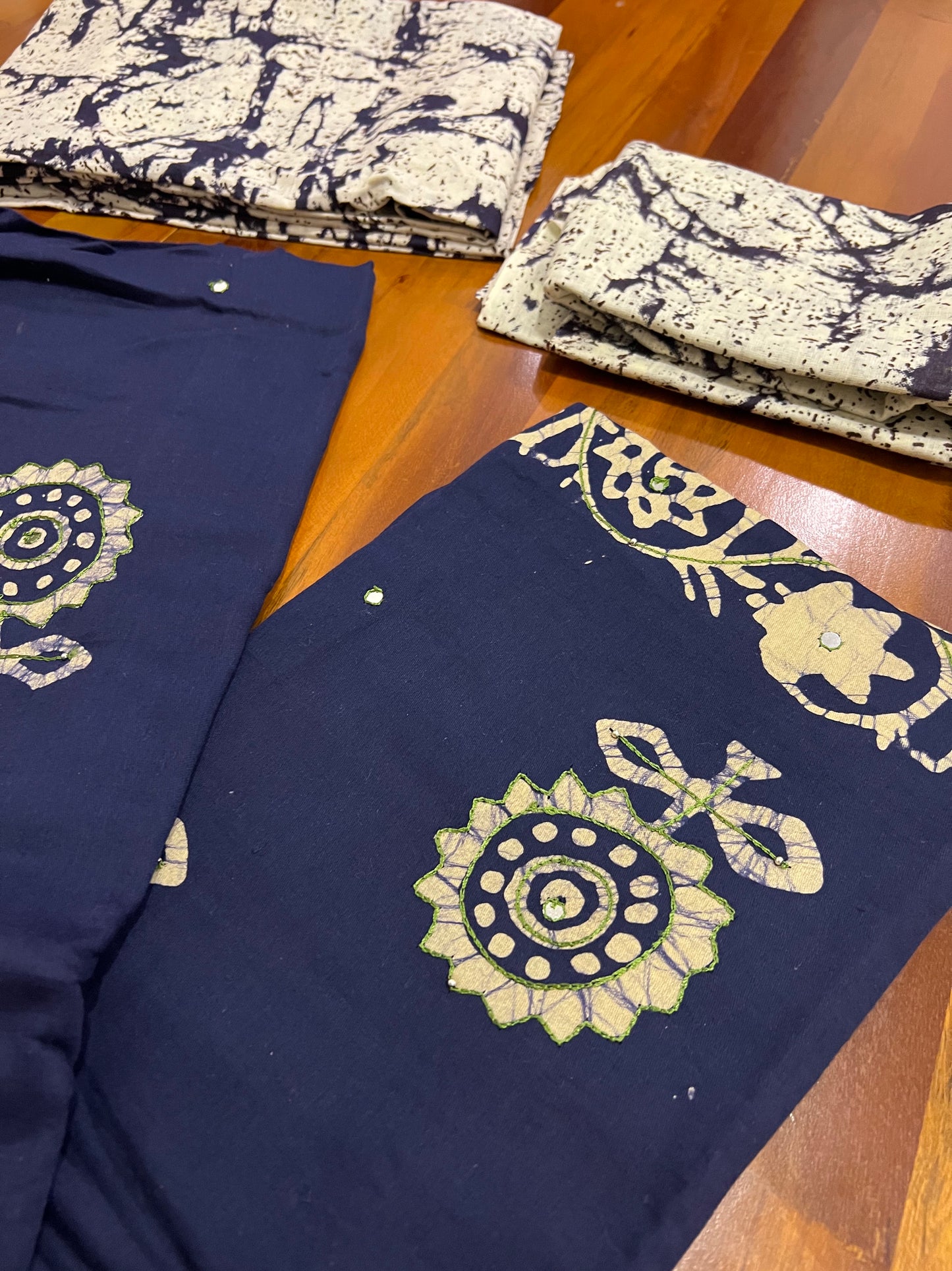 Southloom™ Cotton Churidar Salwar Suit Material in Navy Blue with Floral Printed Design