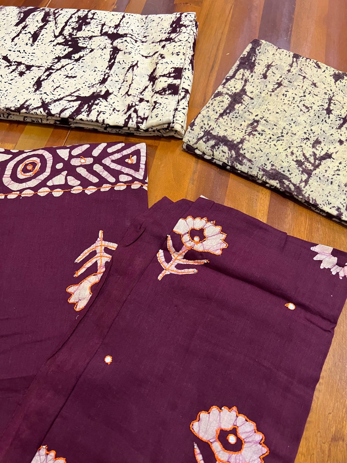 Southloom™ Cotton Churidar Salwar Suit Material in Maroon with Floral Printed Design
