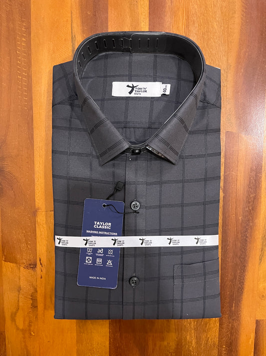 Pure Cotton Black Checkered Shirt (40 FS)