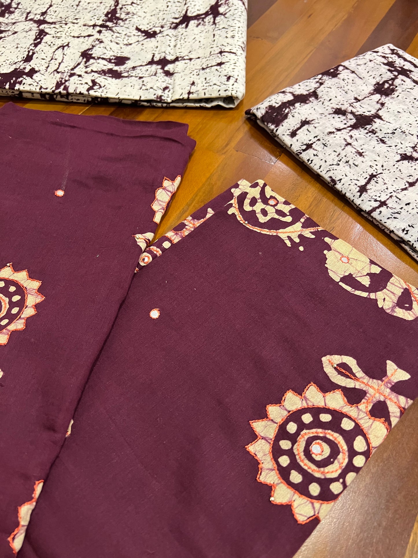 Southloom™ Cotton Churidar Salwar Suit Material in Maroon with Floral Printed Design