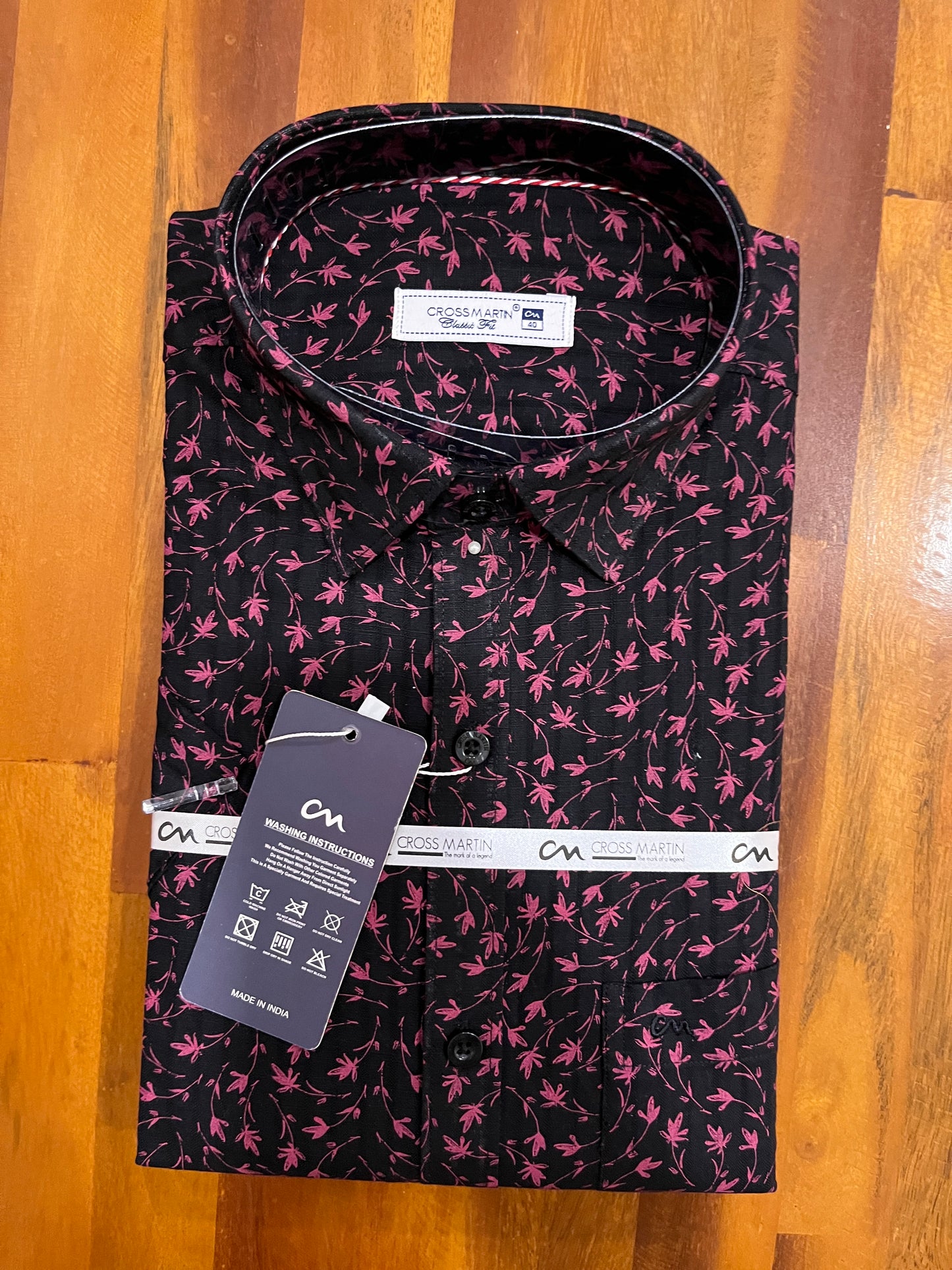 Pure Cotton Pink Floral Printed Shirt (40 HS)