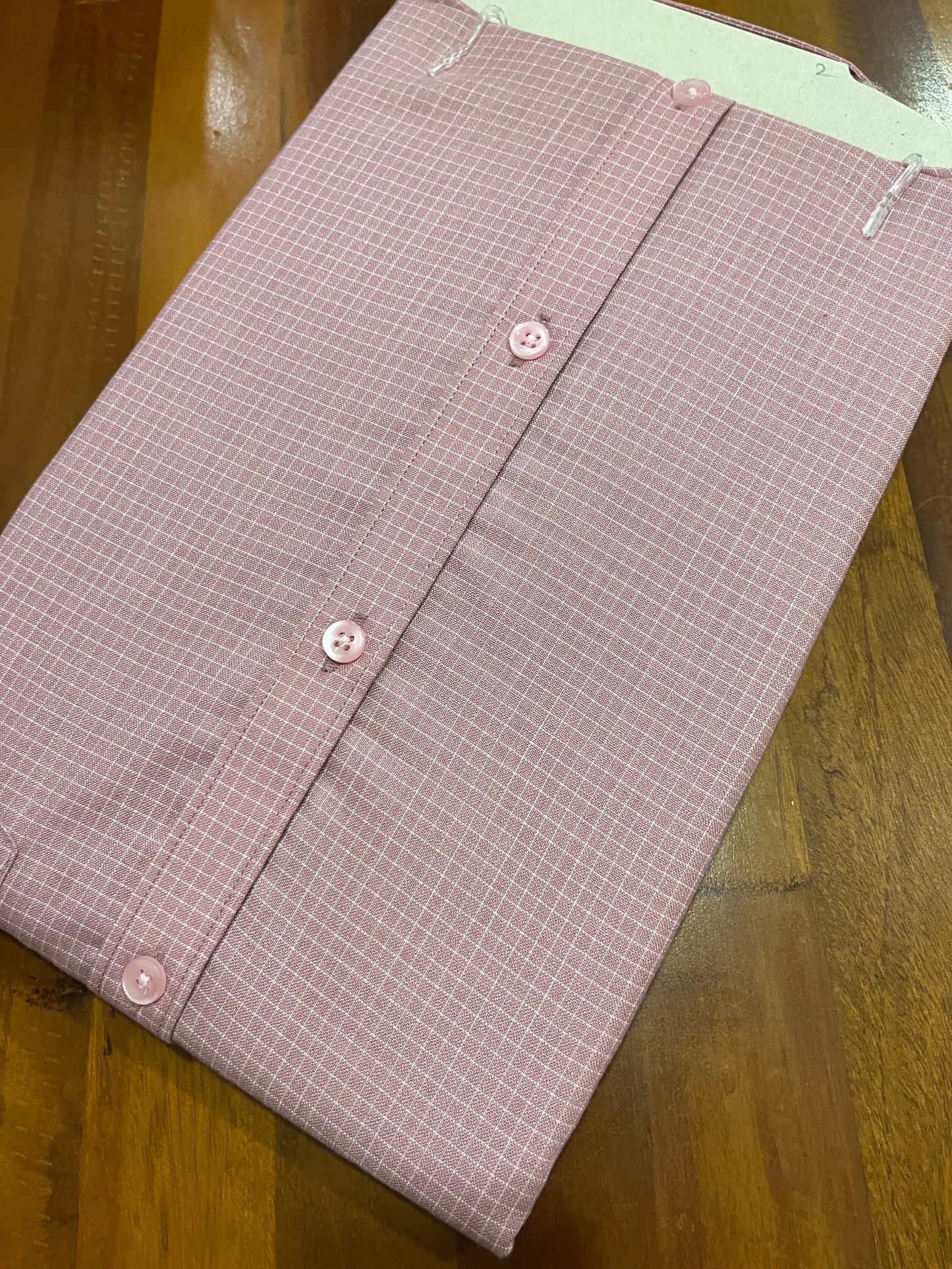 Pure Cotton Pink Checkered Shirt (40 HS)