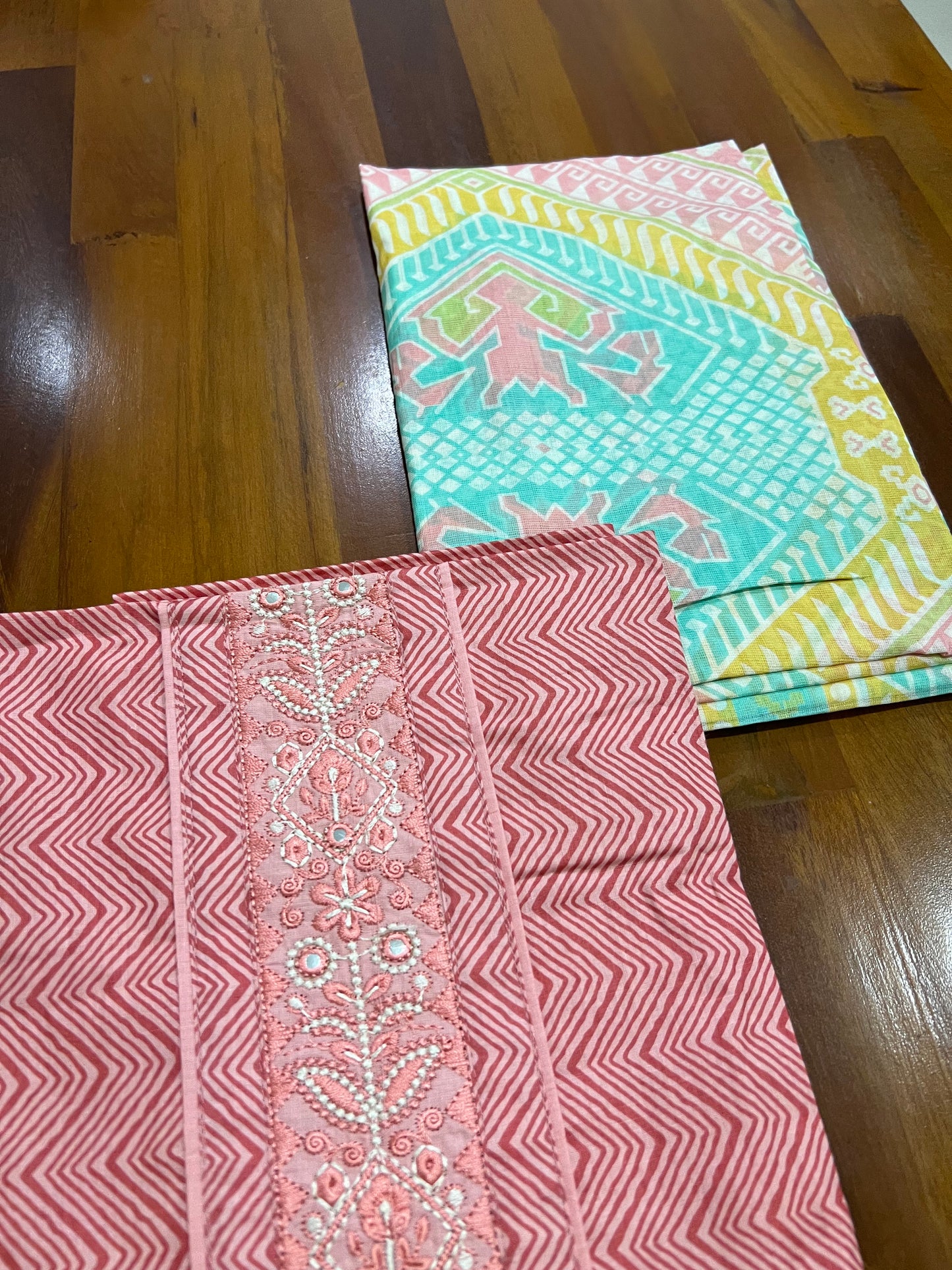 Southloom™ Cotton Churidar Salwar Suit Material in Pink Printed Design