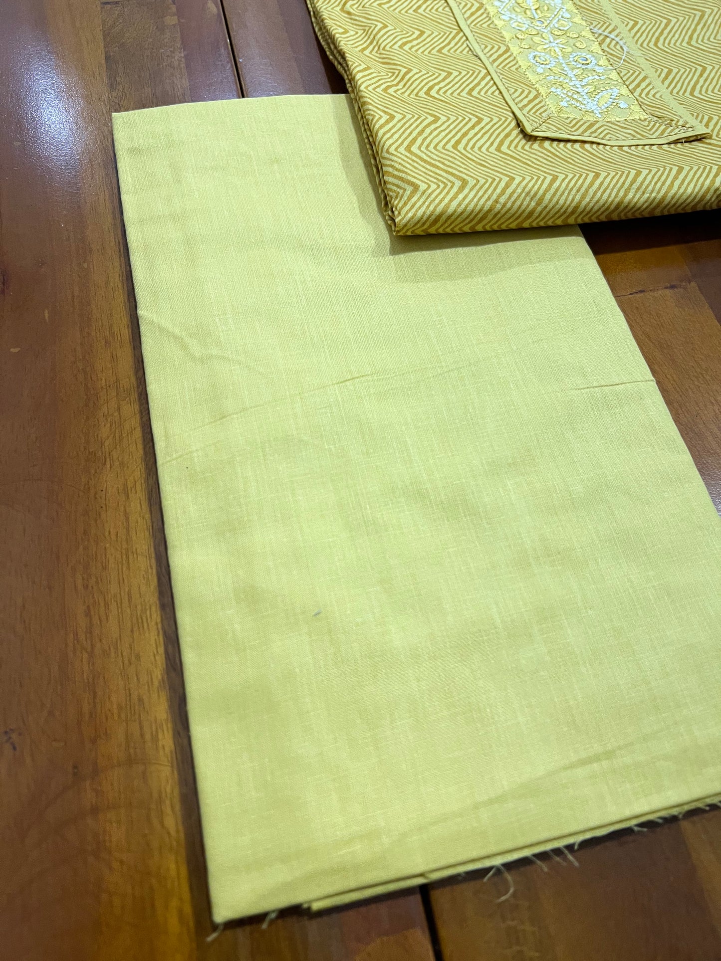 Southloom™ Cotton Churidar Salwar Suit Material in Yellow Printed Design