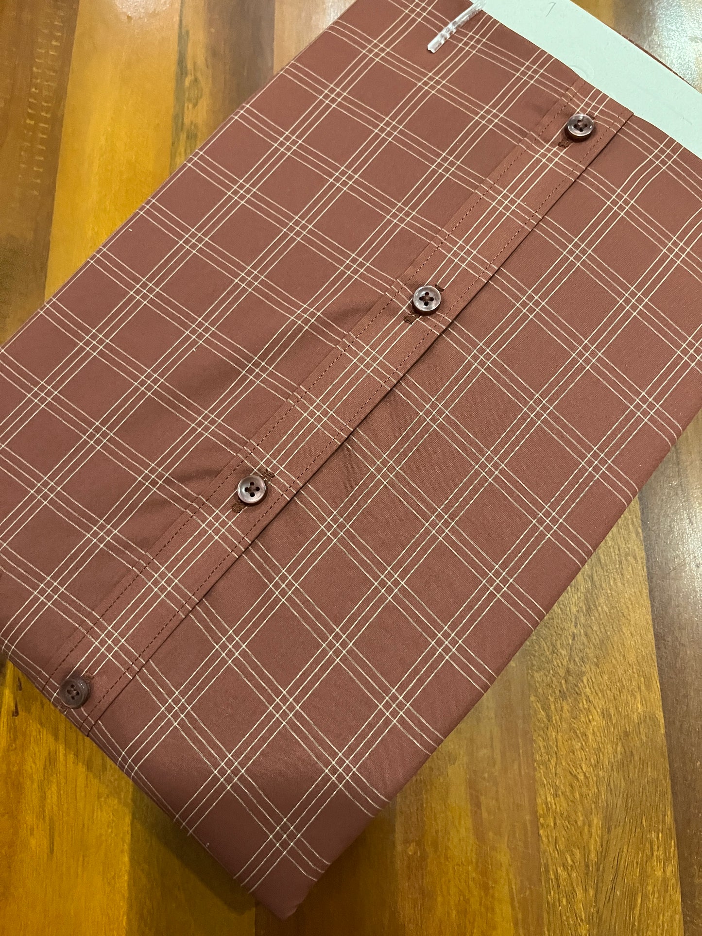 Pure Cotton Brown Checkered Shirt (40 HS)