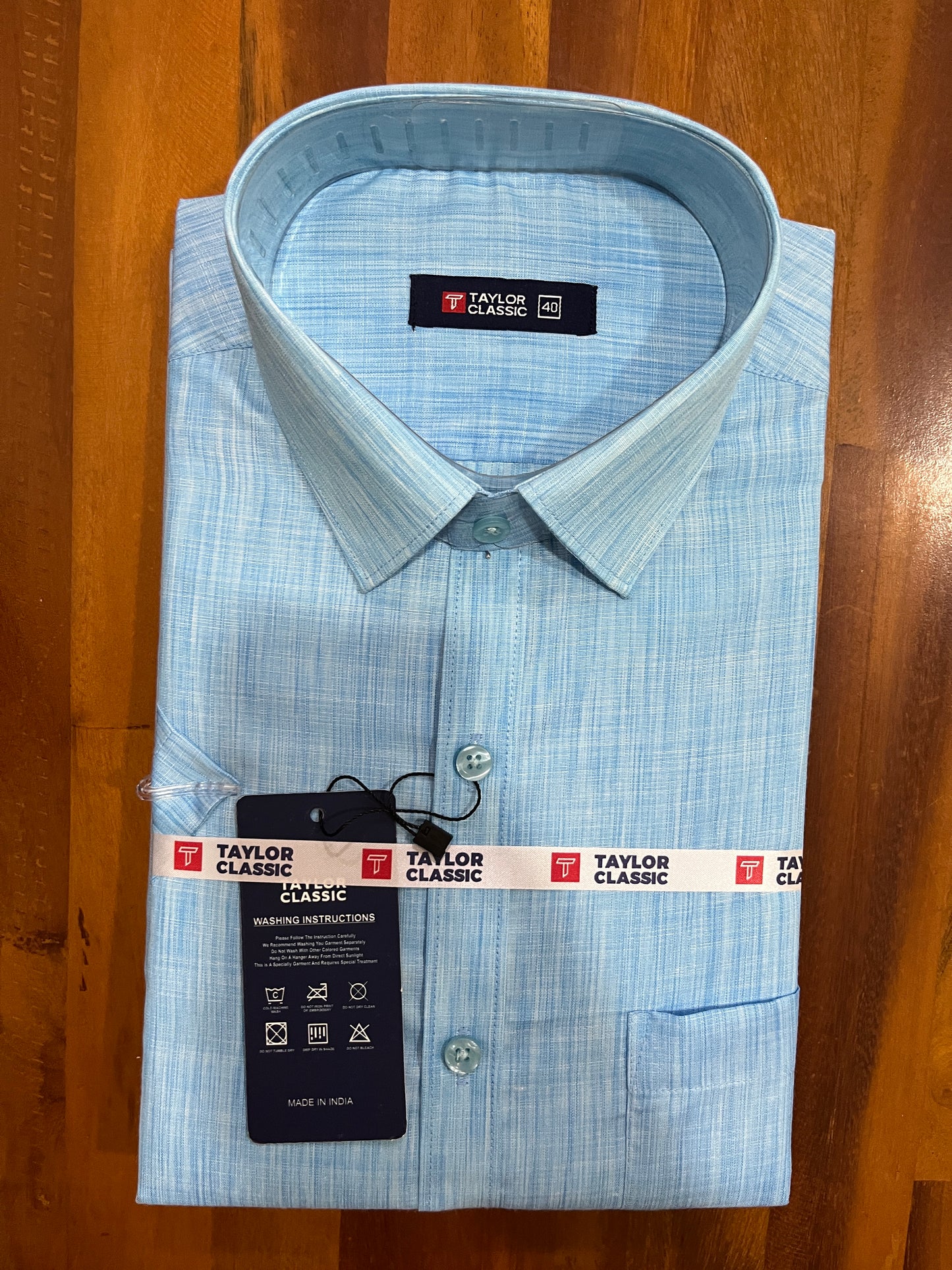 Pure Cotton Sky Blue Shaded Shirt (40 HS)