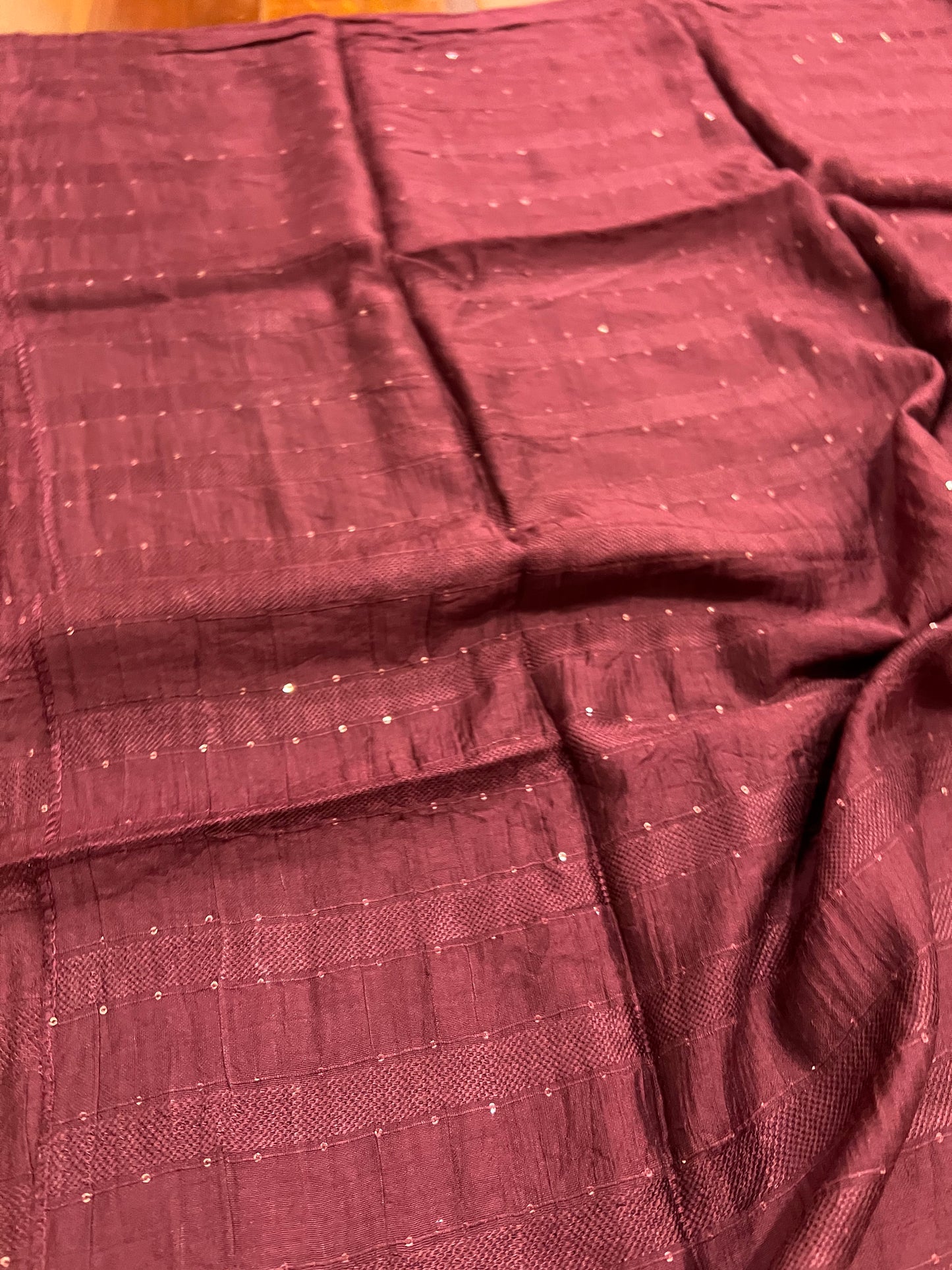 Southloom™ Semi Tussar Churidar Salwar Suit Material in Maroon with Sequins Thread Work