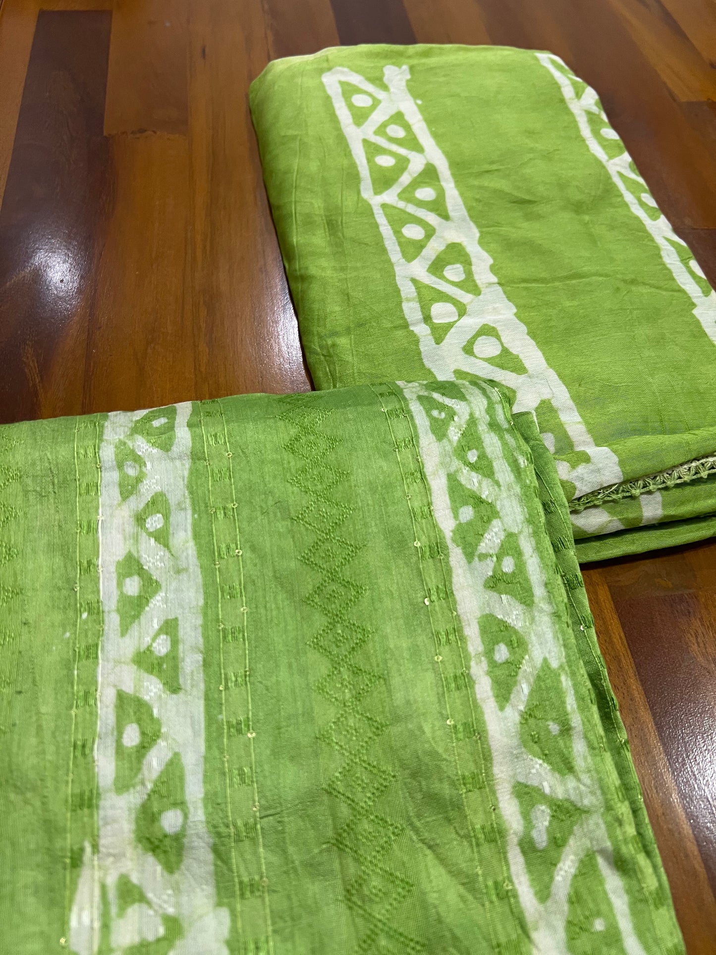 Southloom™ Cotton Churidar Salwar Suit Material in Light Green with Printed Design