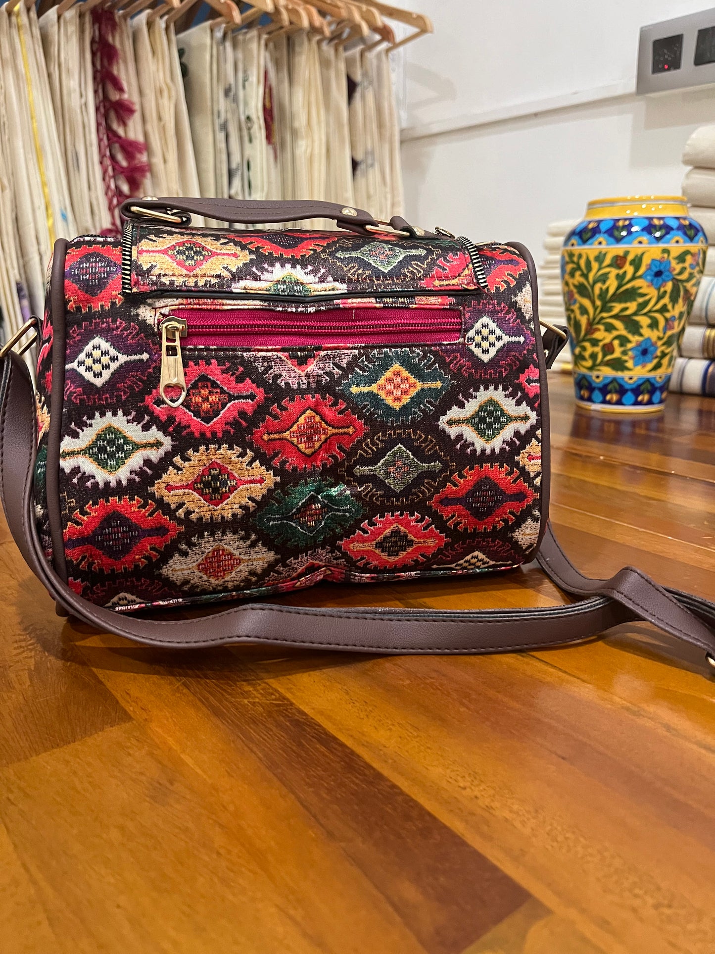 Southloom™ Handmade Multi Colour Printed Design Sling Bag with Leatherette