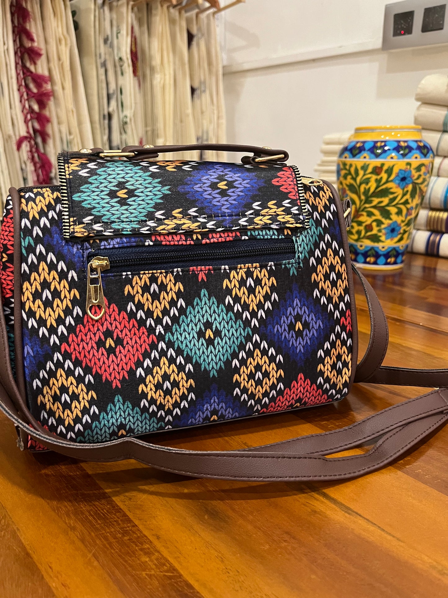 Southloom™ Handmade Multi Colour Printed Design Sling Bag with Leatherette