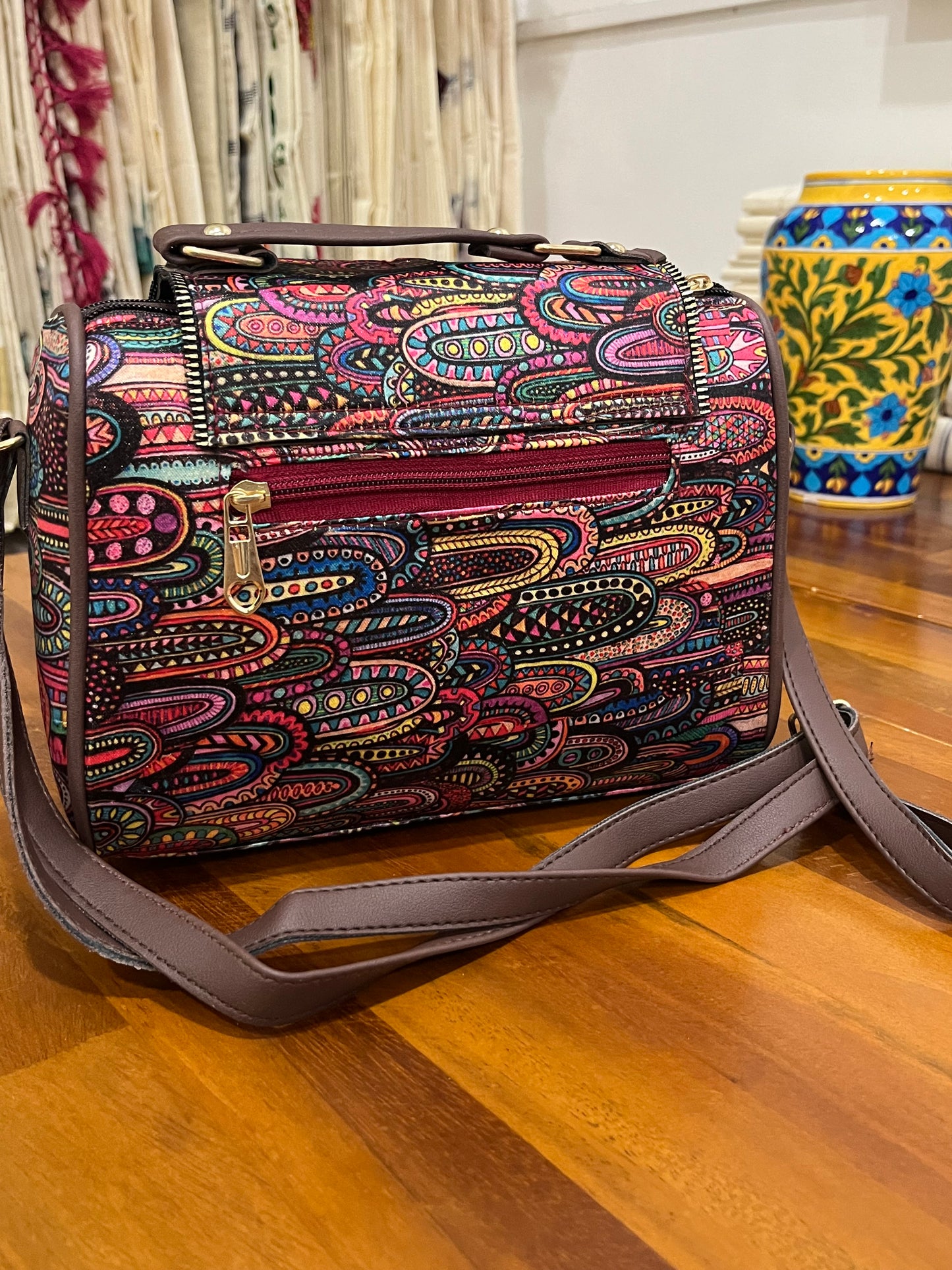 Southloom™ Handmade Multi Colour Printed Design Sling Bag with Leatherette