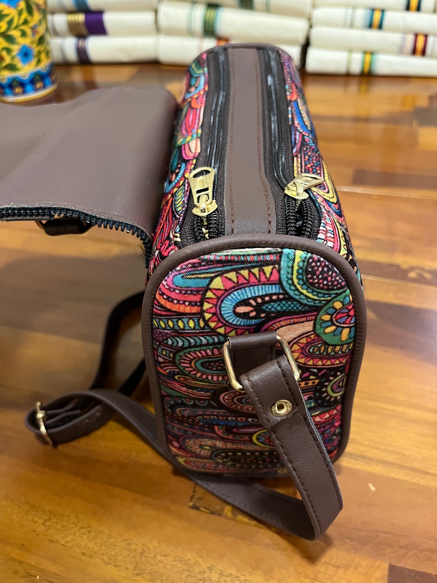 Southloom™ Handmade Multi Colour Printed Design Sling Bag with Leatherette