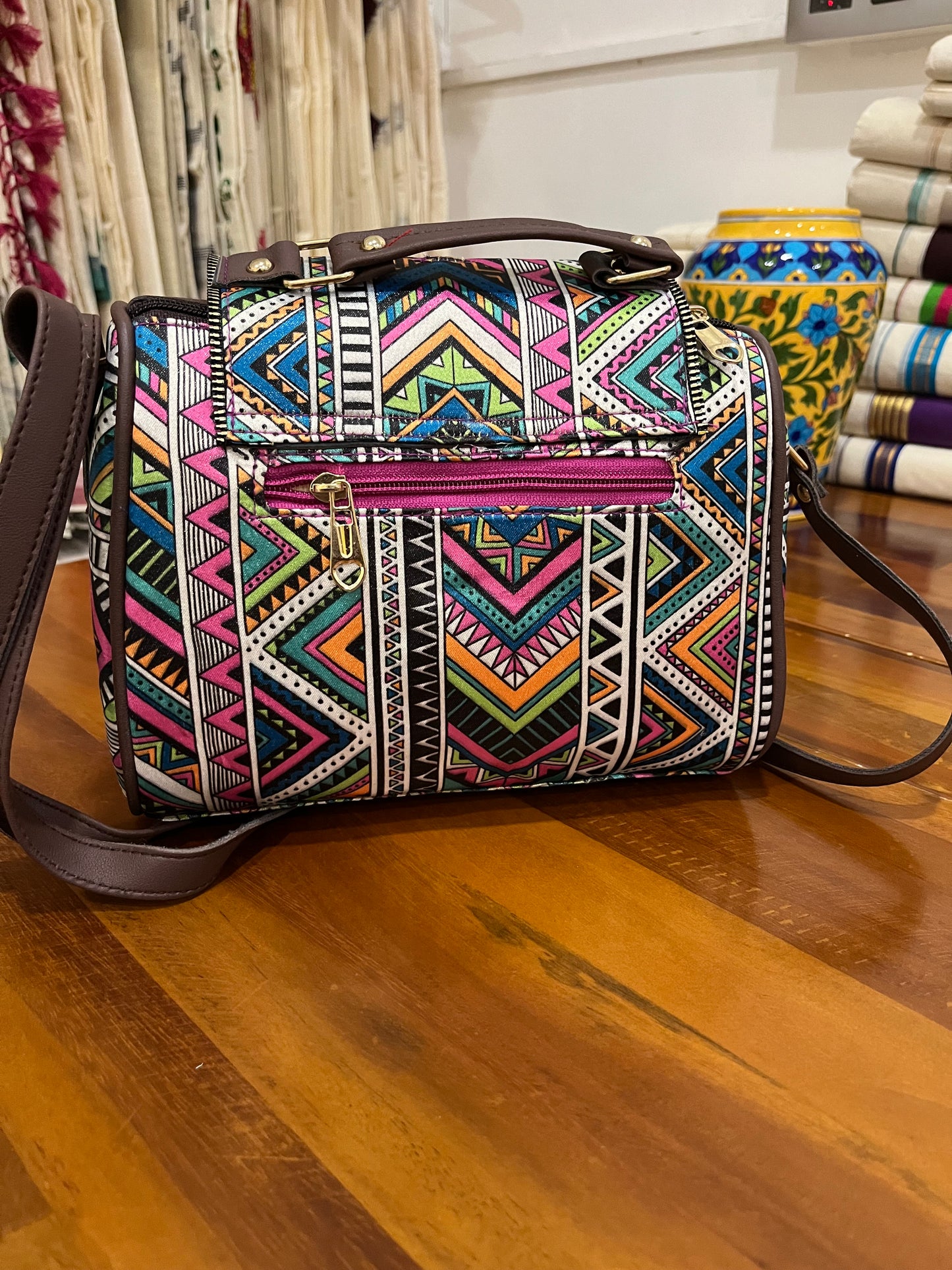 Southloom™ Handmade Multi Colour Printed Design Sling Bag with Leatherette