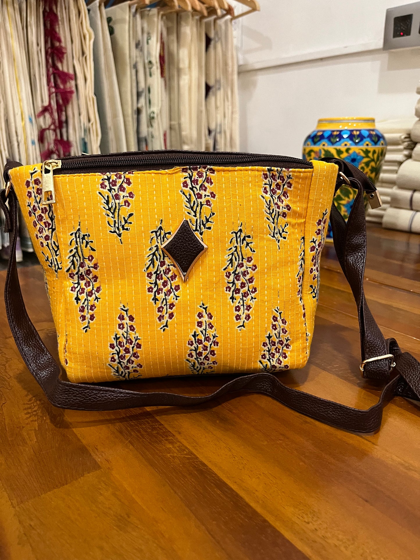 Southloom™ Handmade Multi Colour Printed Design Sling Bag with Leatherette