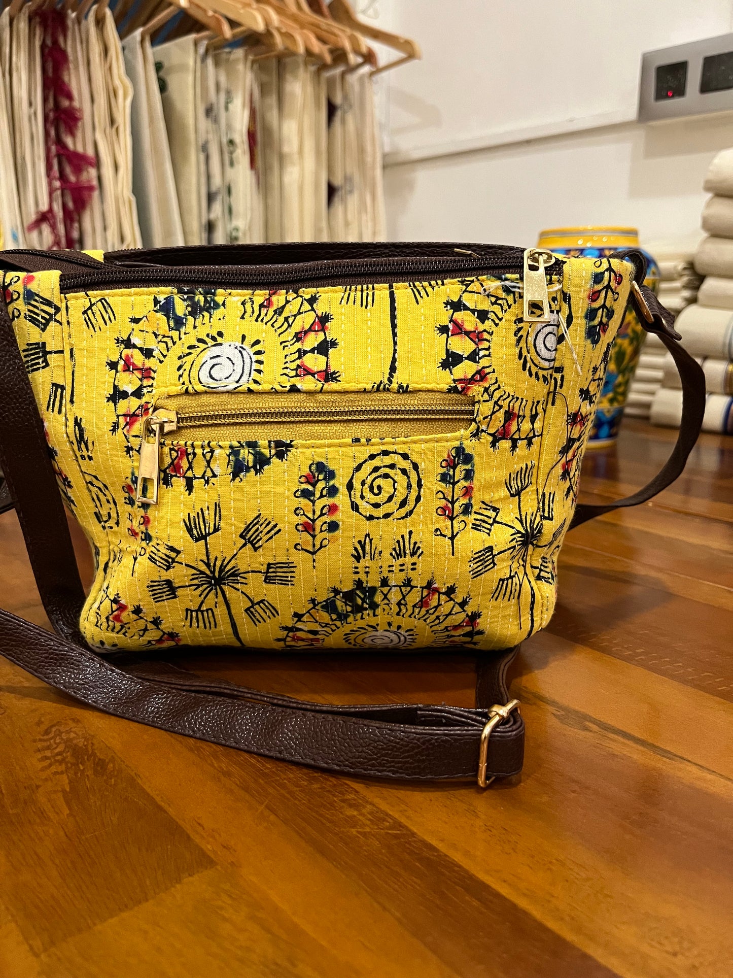 Southloom™ Handmade Multi Colour Printed Design Sling Bag with Leatherette