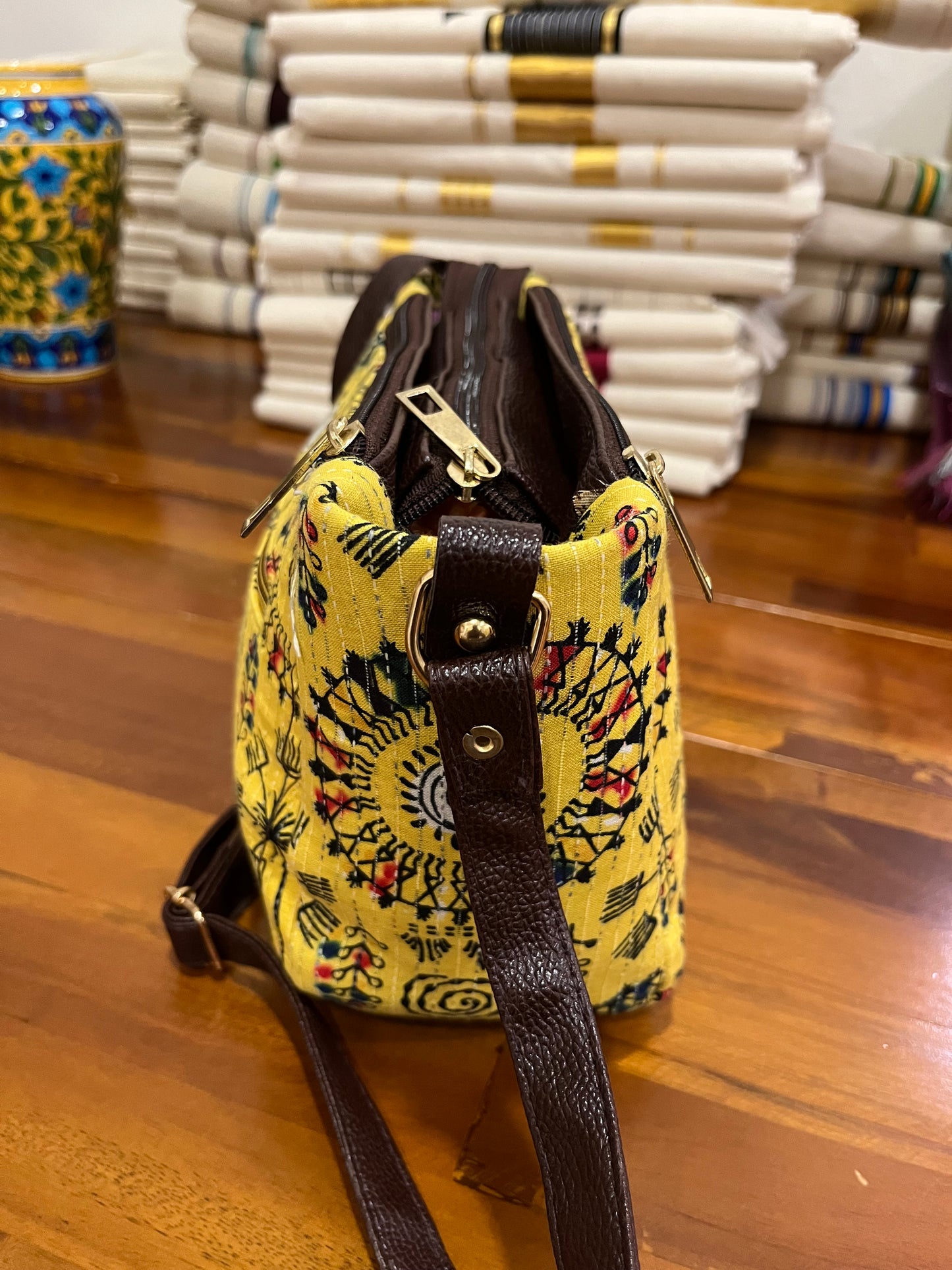 Southloom™ Handmade Multi Colour Printed Design Sling Bag with Leatherette