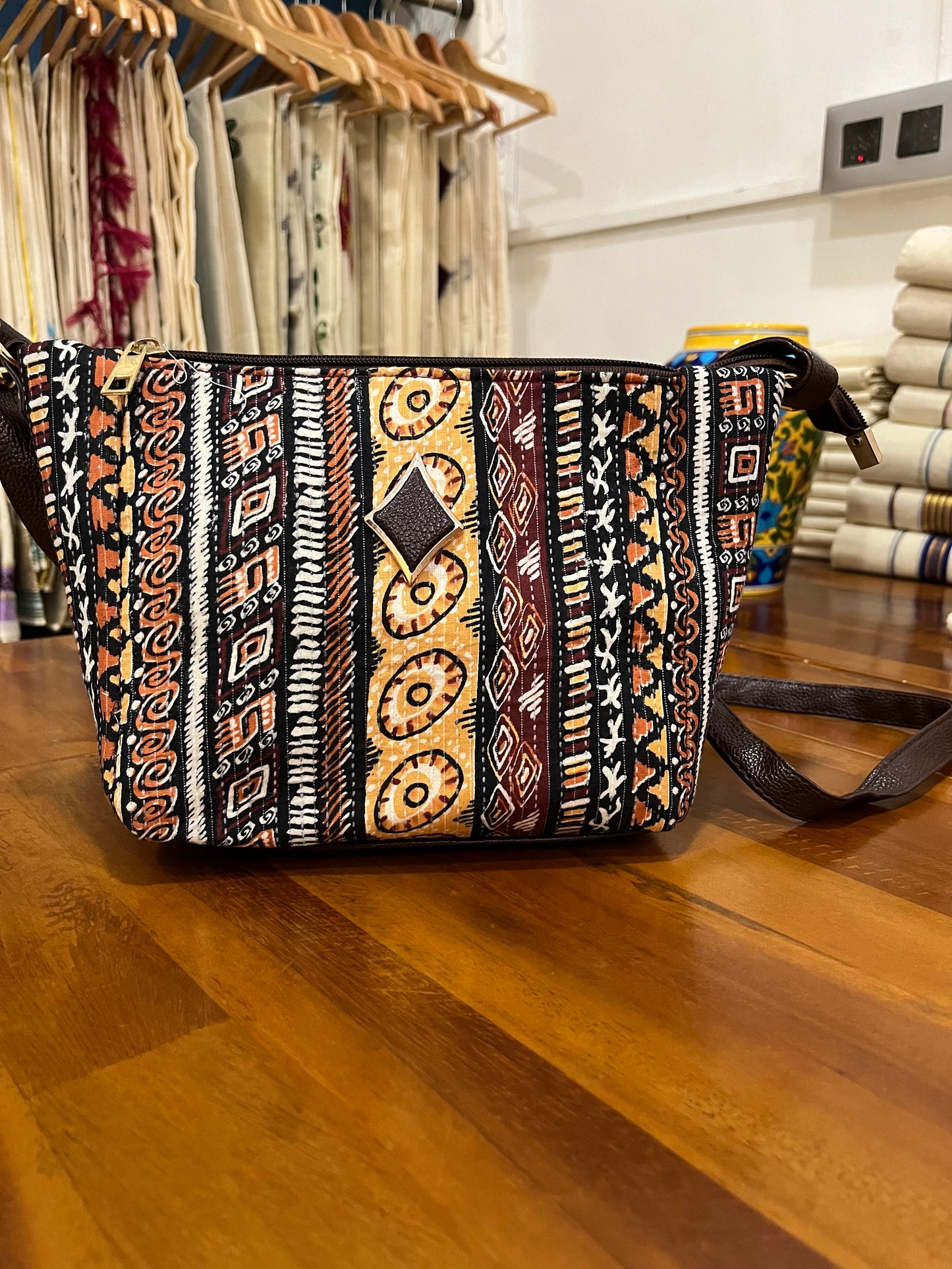 Southloom™ Handmade Multi Colour Printed Design Sling Bag with Leatherette