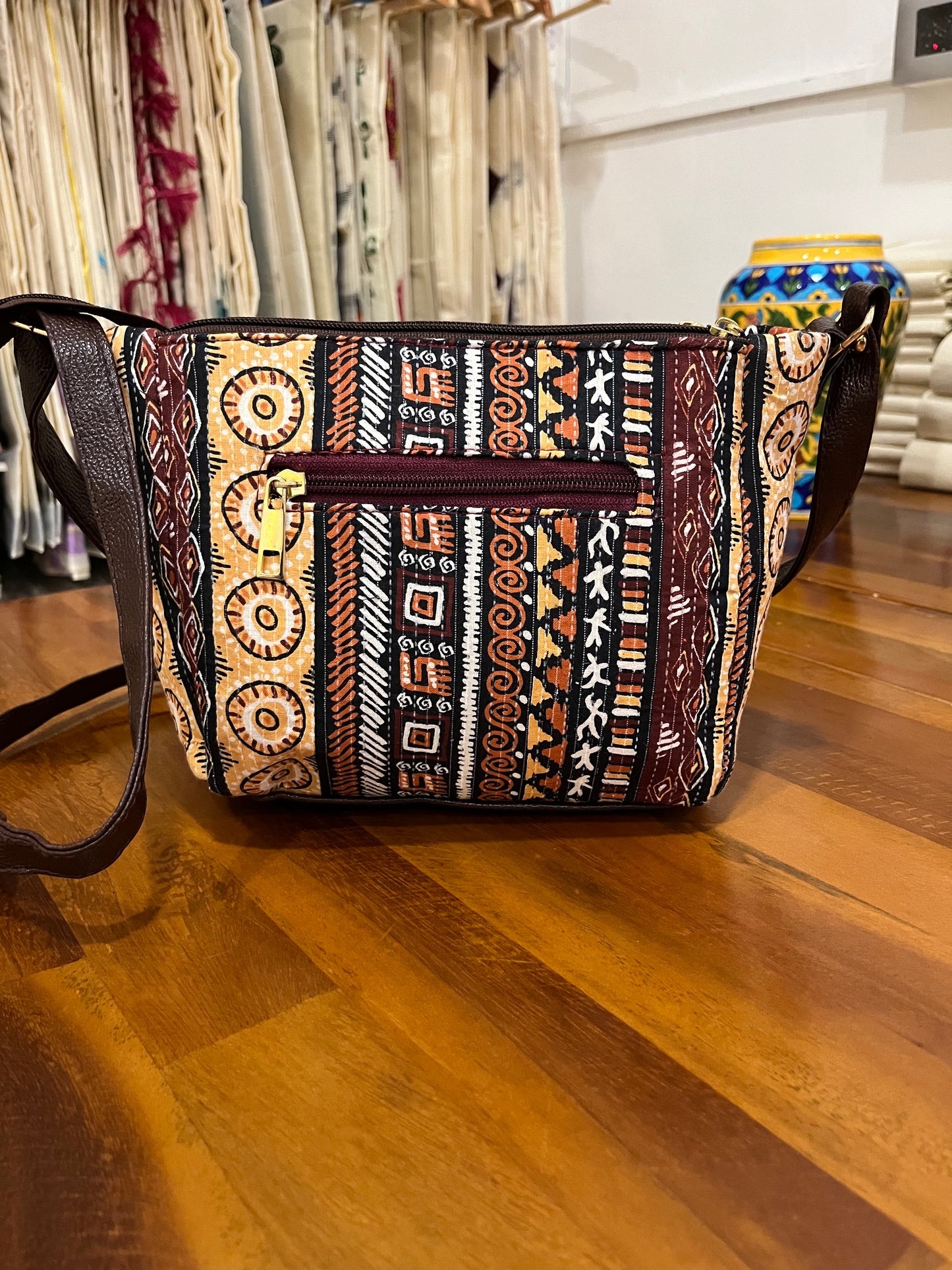 Southloom™ Handmade Multi Colour Printed Design Sling Bag with Leatherette