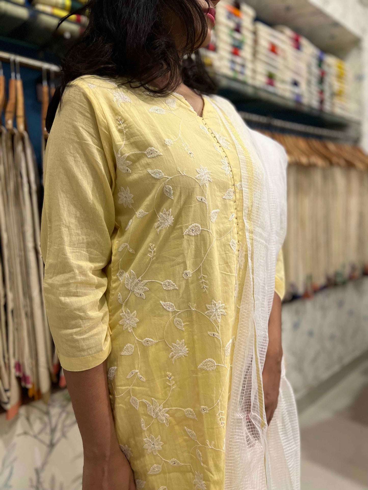 Southloom Stitched Cotton Salwar Set in Yellow Colour with Embroidered Design