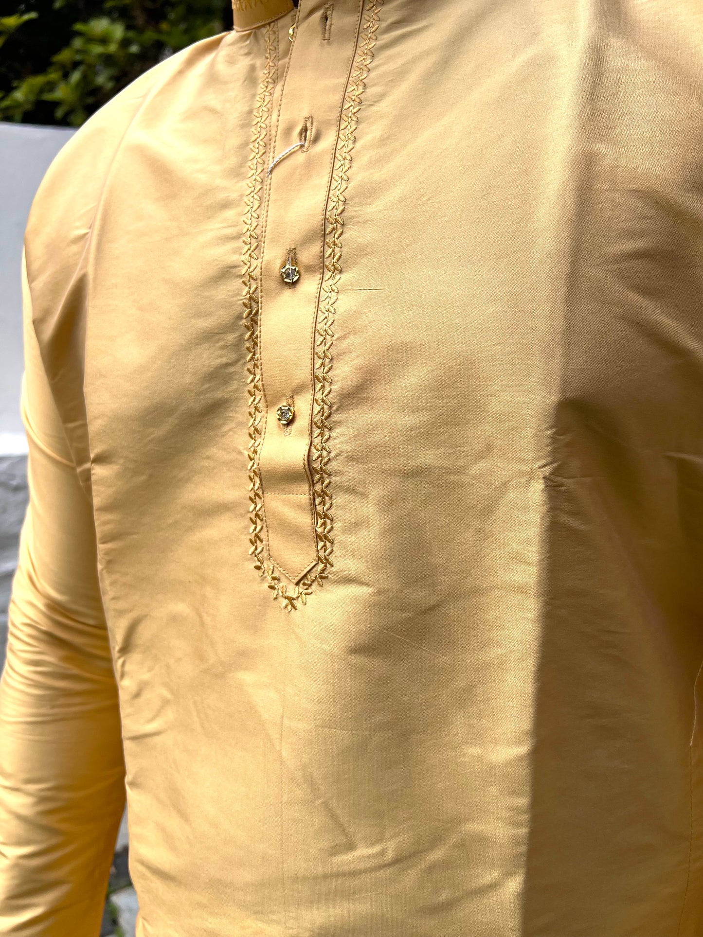 Southloom Semi Silk Short Kurta for Men in Beige / Brown Colour