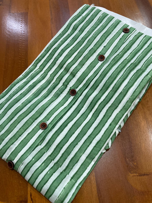 Southloom Jaipur Cotton Green Hand Block Printed Shirt (Half Sleeves)