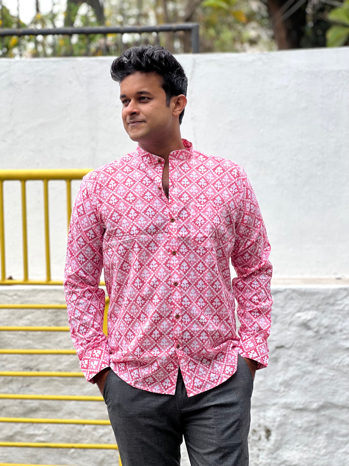 Jaipuri Hand Block Printed Cotton Men's Shirt