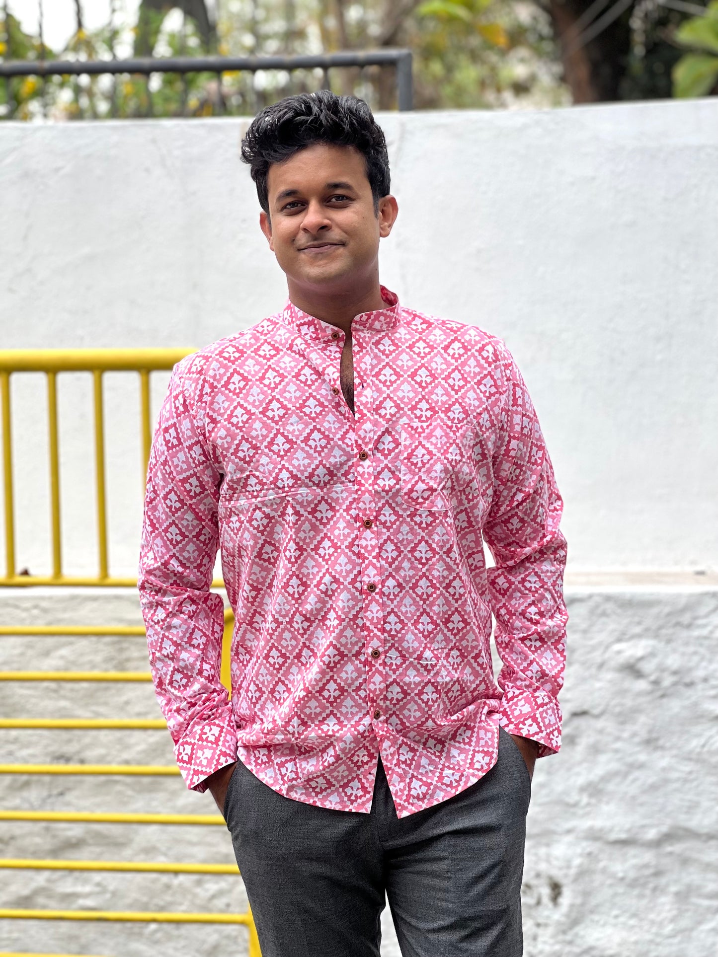 Cotton Casual Block Printed Mens Shirt Jaipur, Full sleeves