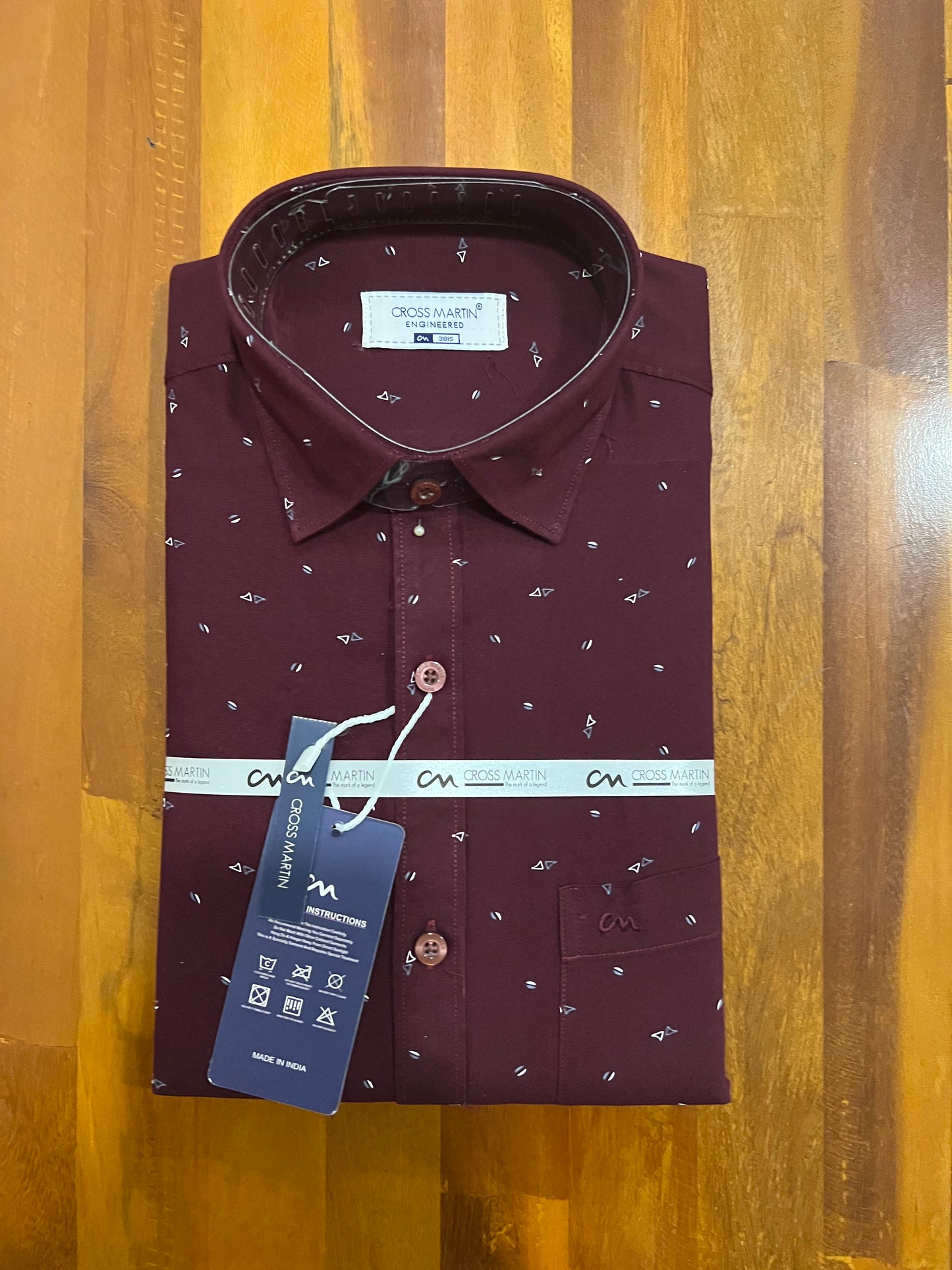 Pure Cotton Maroon Printed Shirt (38 FS)