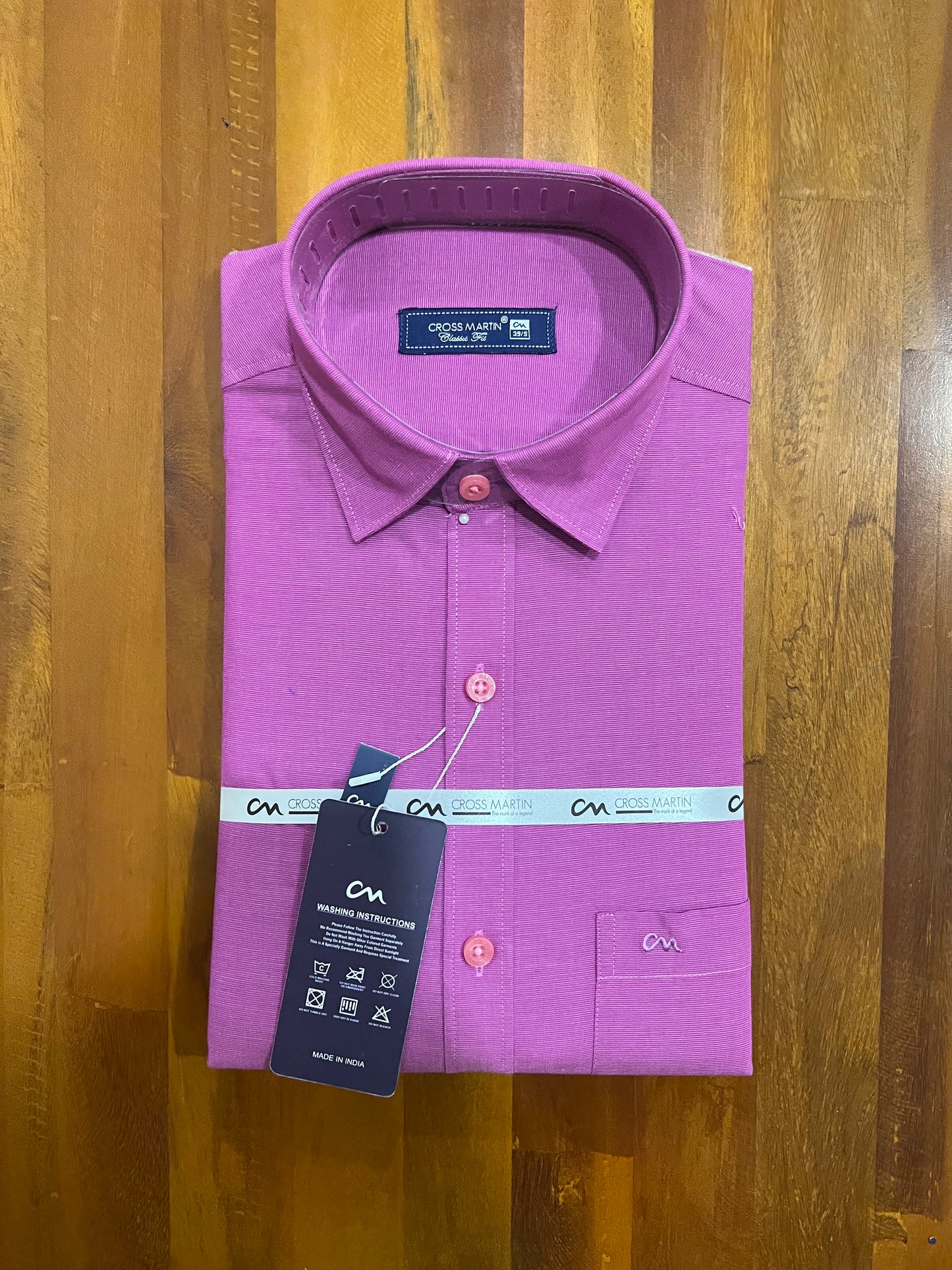 Pure Cotton Magenta Solid Shirt (38 FS)