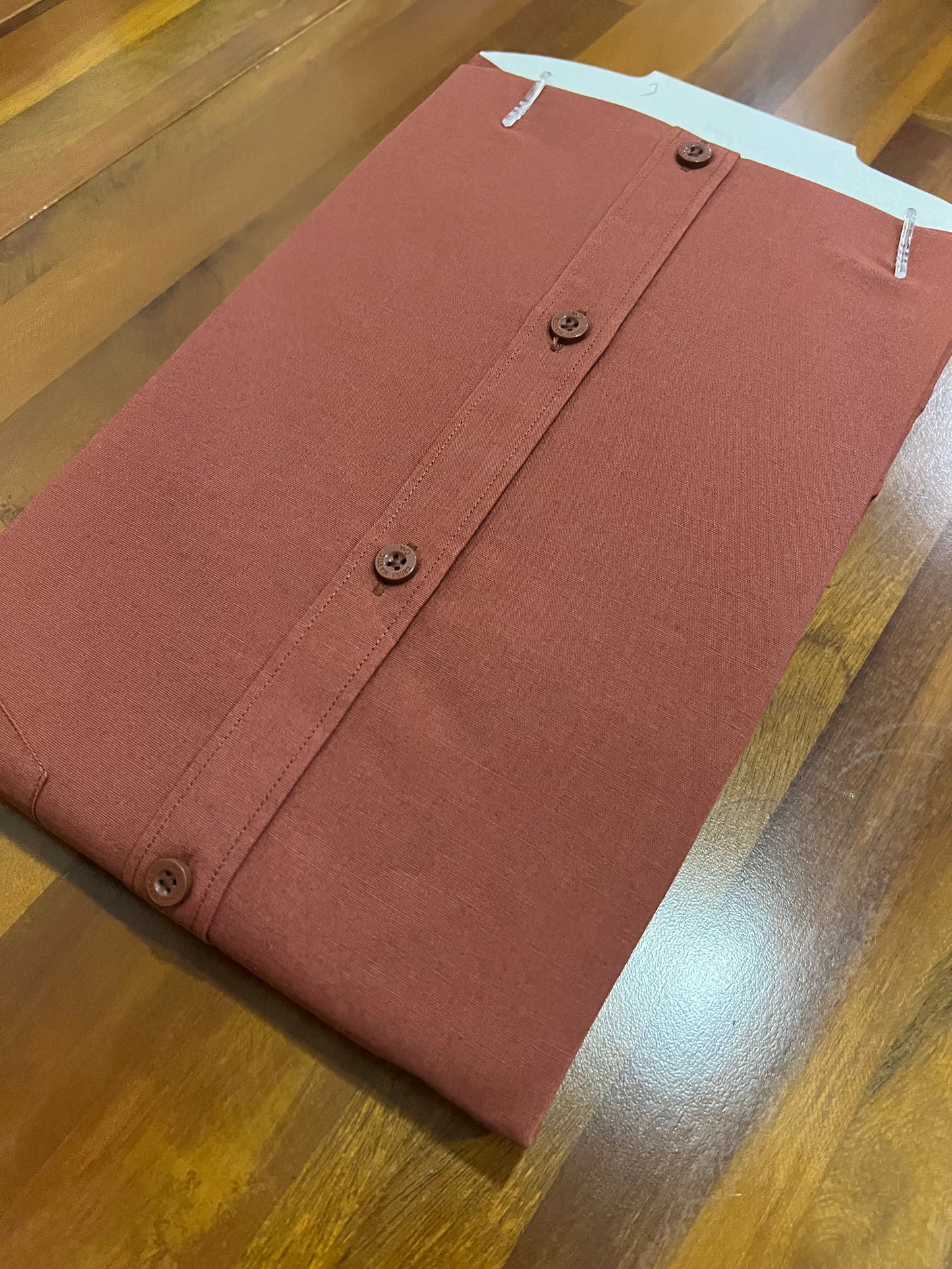 Pure Cotton Brick Red Solid Shirt (38 FS)