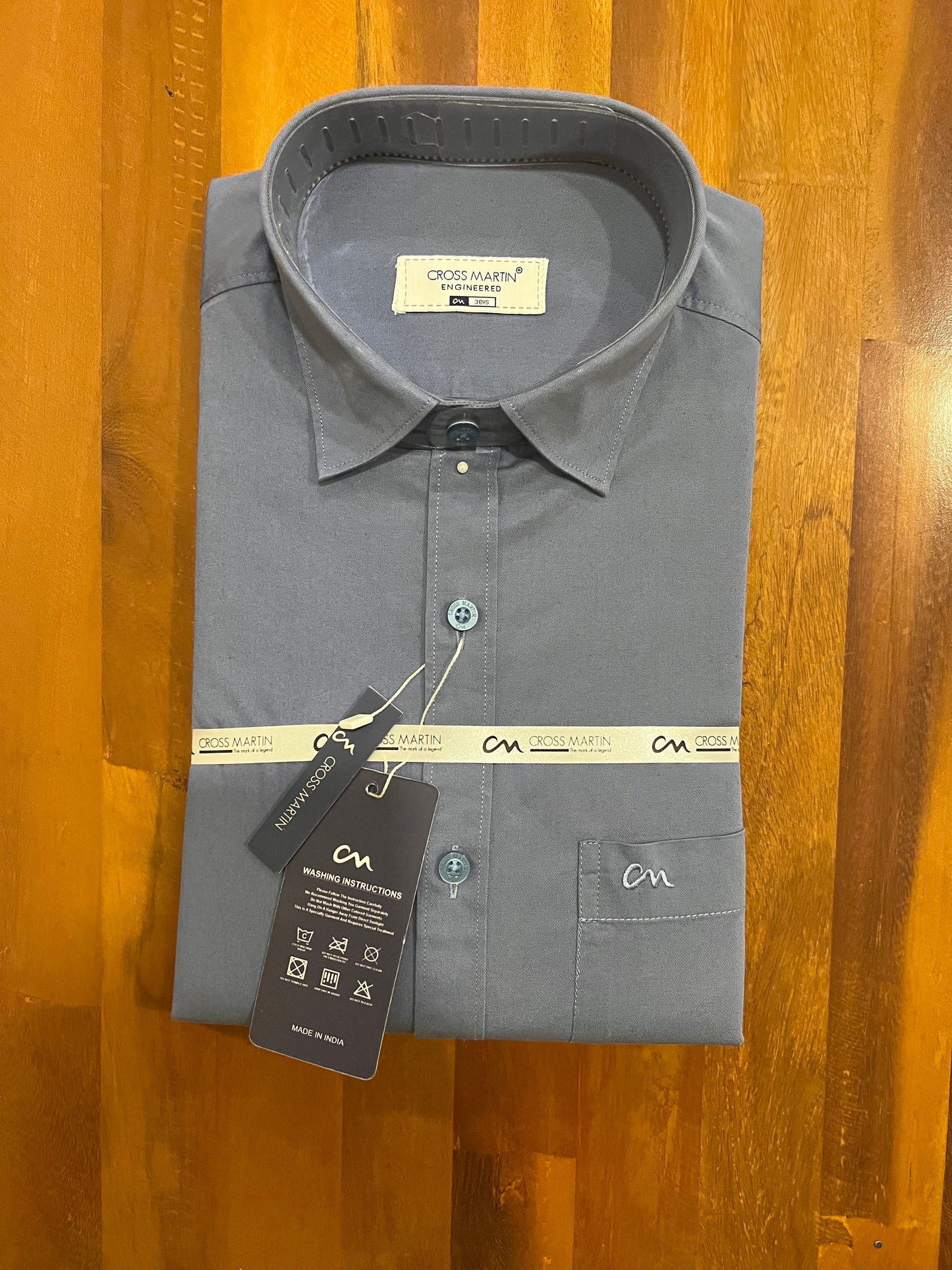 Pure Cotton Grey Solid Shirt (38 FS)