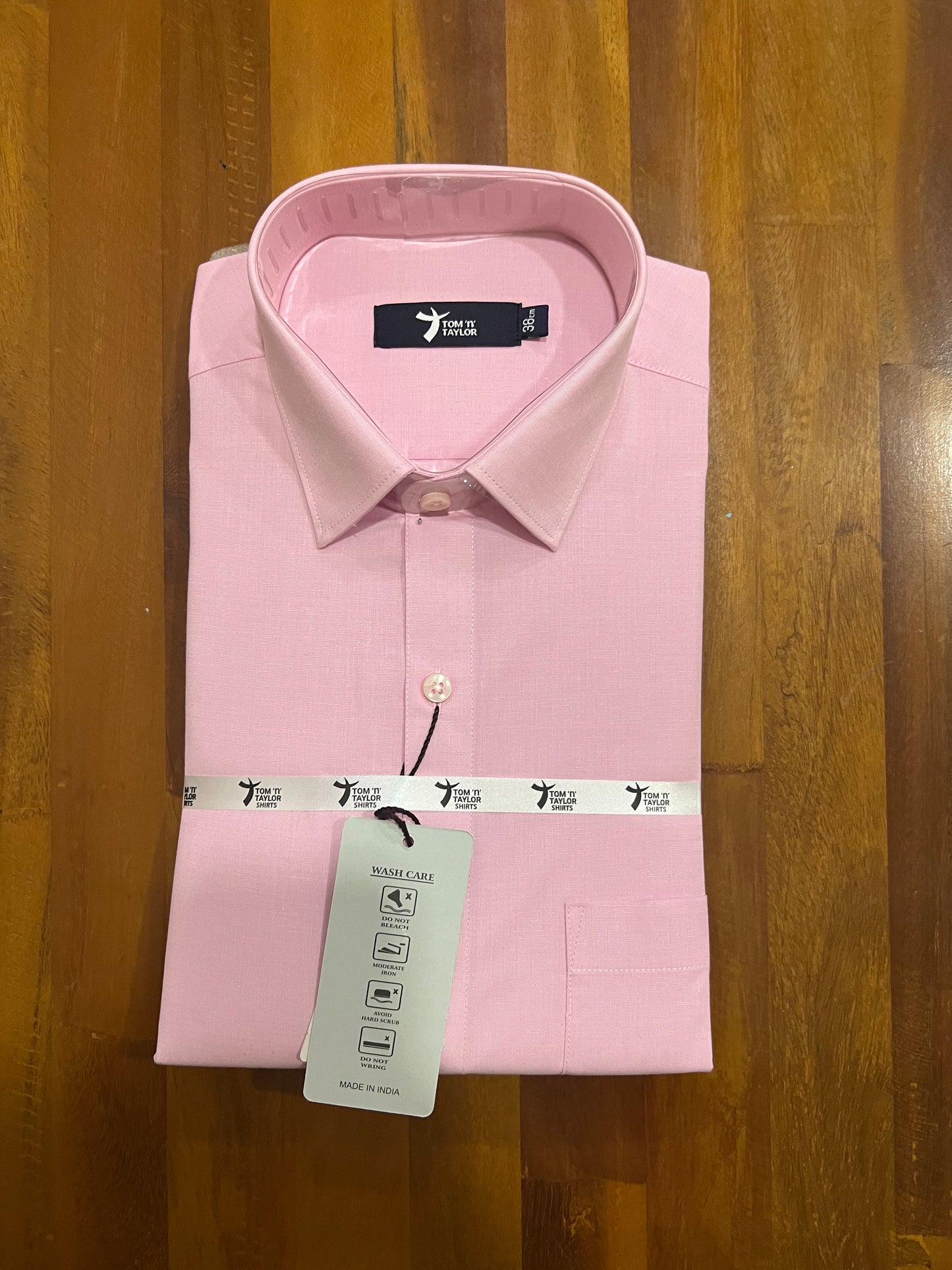Pure Cotton Pink Solid Shirt (38 FS)