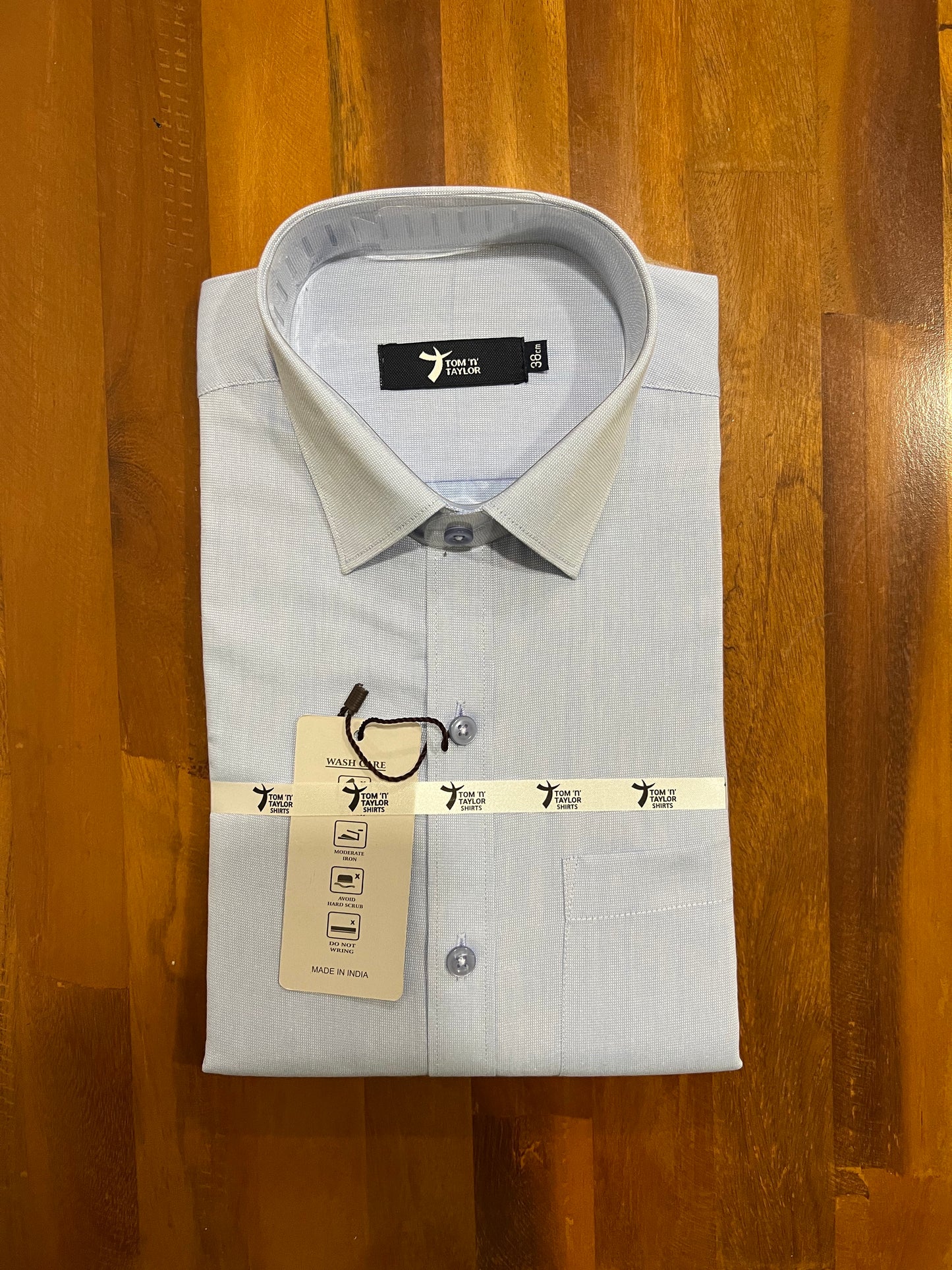 Pure Cotton Light Blue Solid Shirt (38 FS)