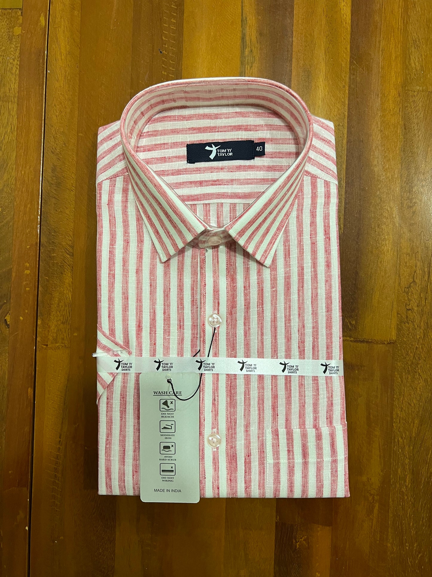 Pure Cotton Pink and White Lines Shirt (40 HS)