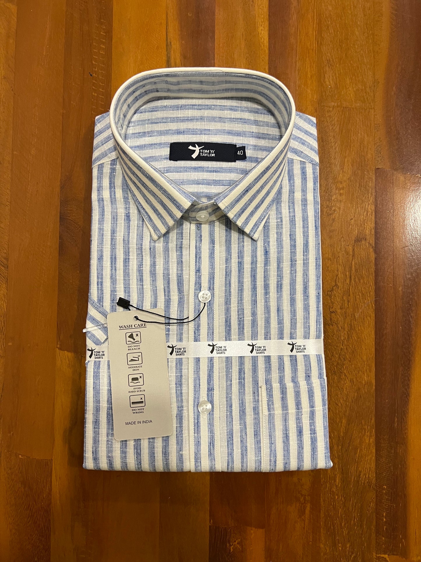 Pure Cotton Blue and White Lines Shirt (40 HS)