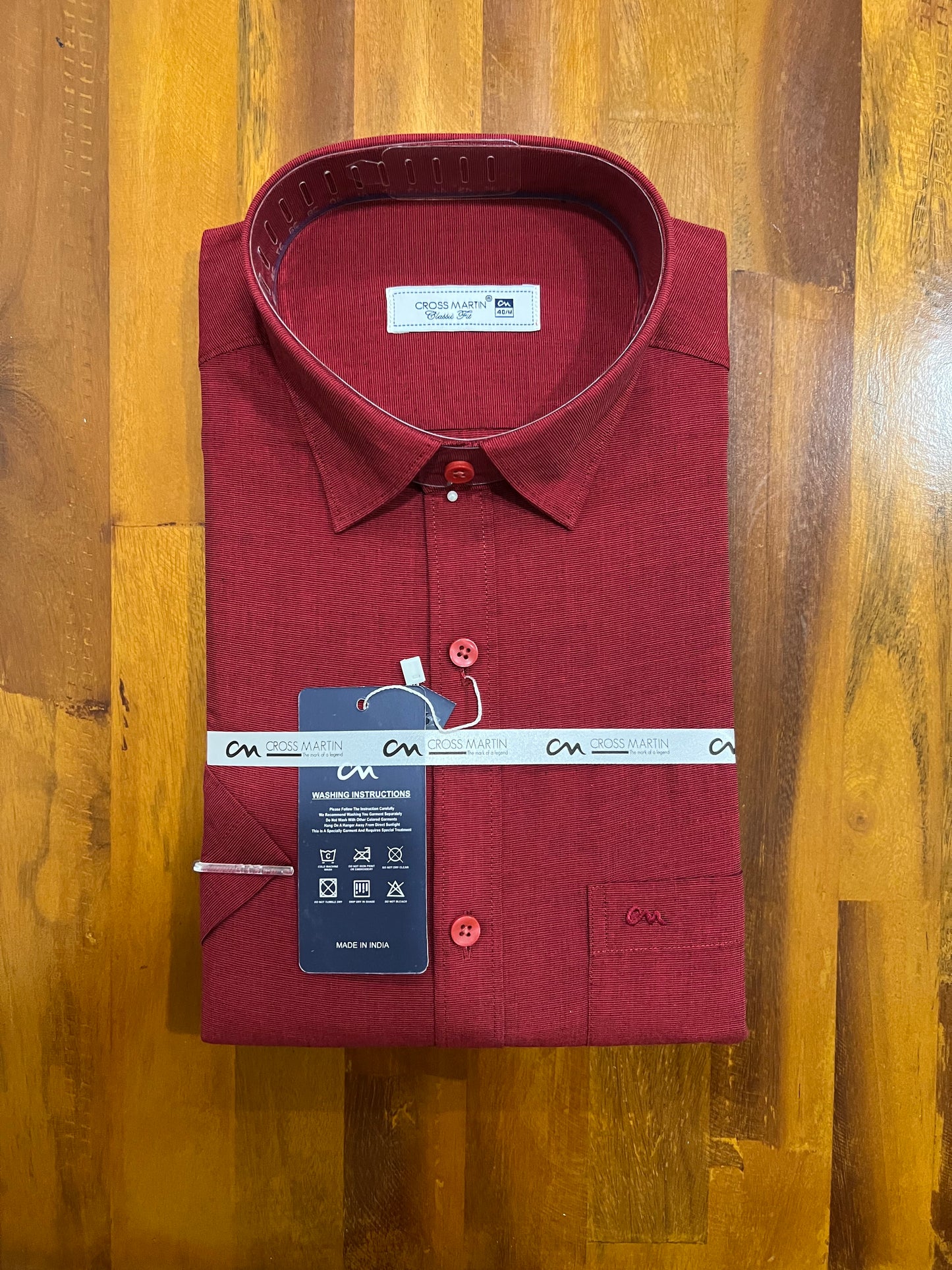 Pure Cotton Red Solid Shirt (40 HS)