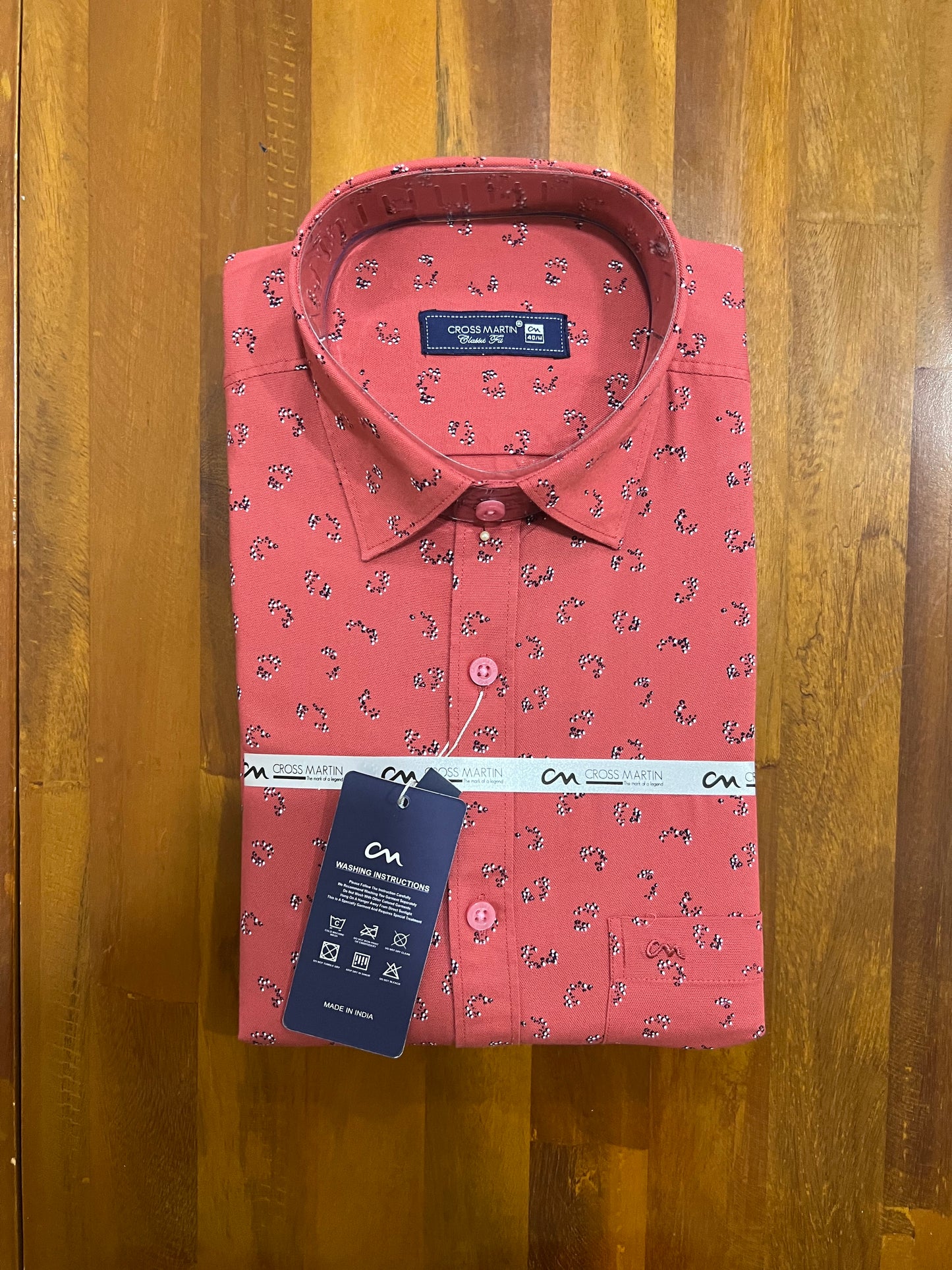 Pure Cotton Red Printed Shirt (40 FS)